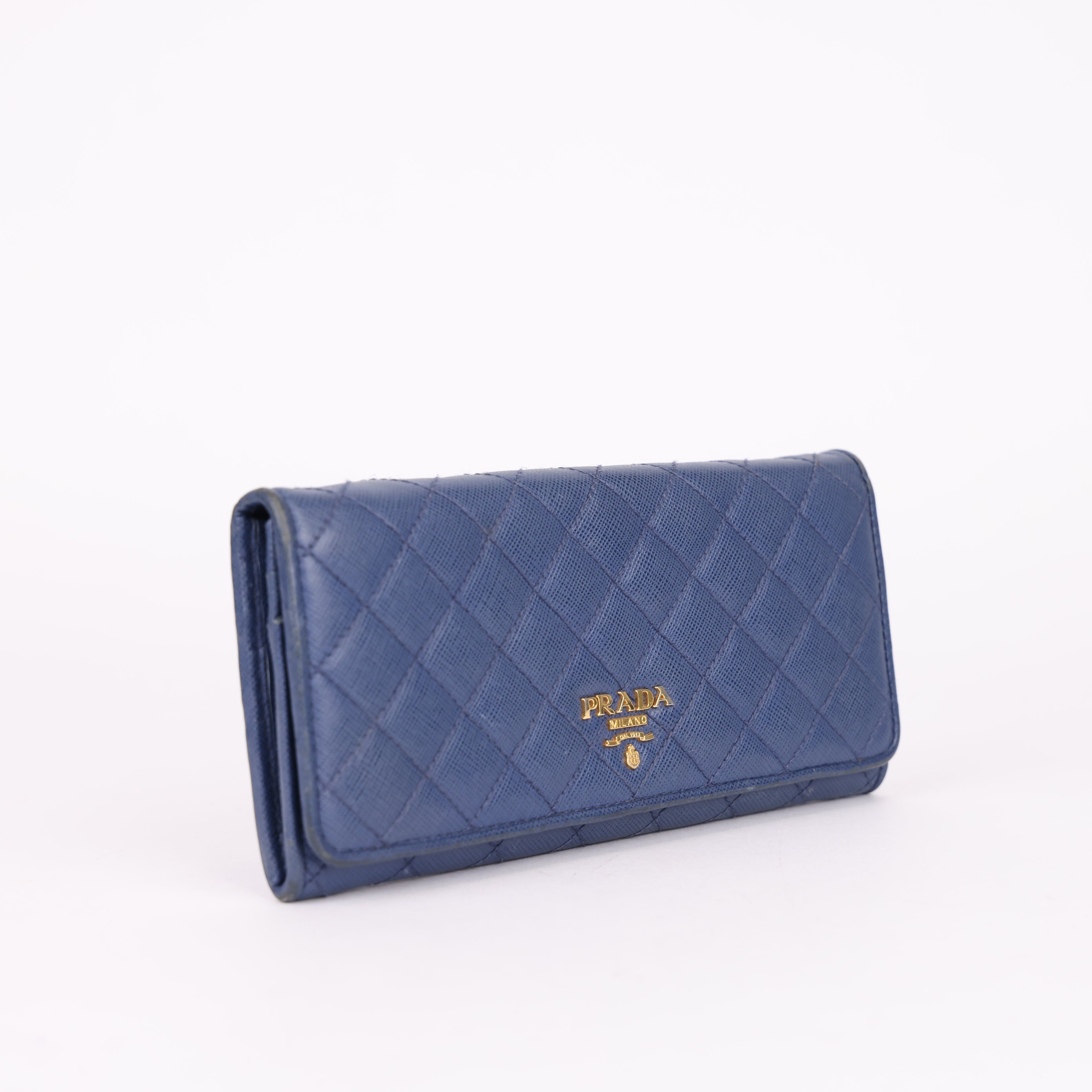 Prada Continental blue Leather Wallet- Pre Owned