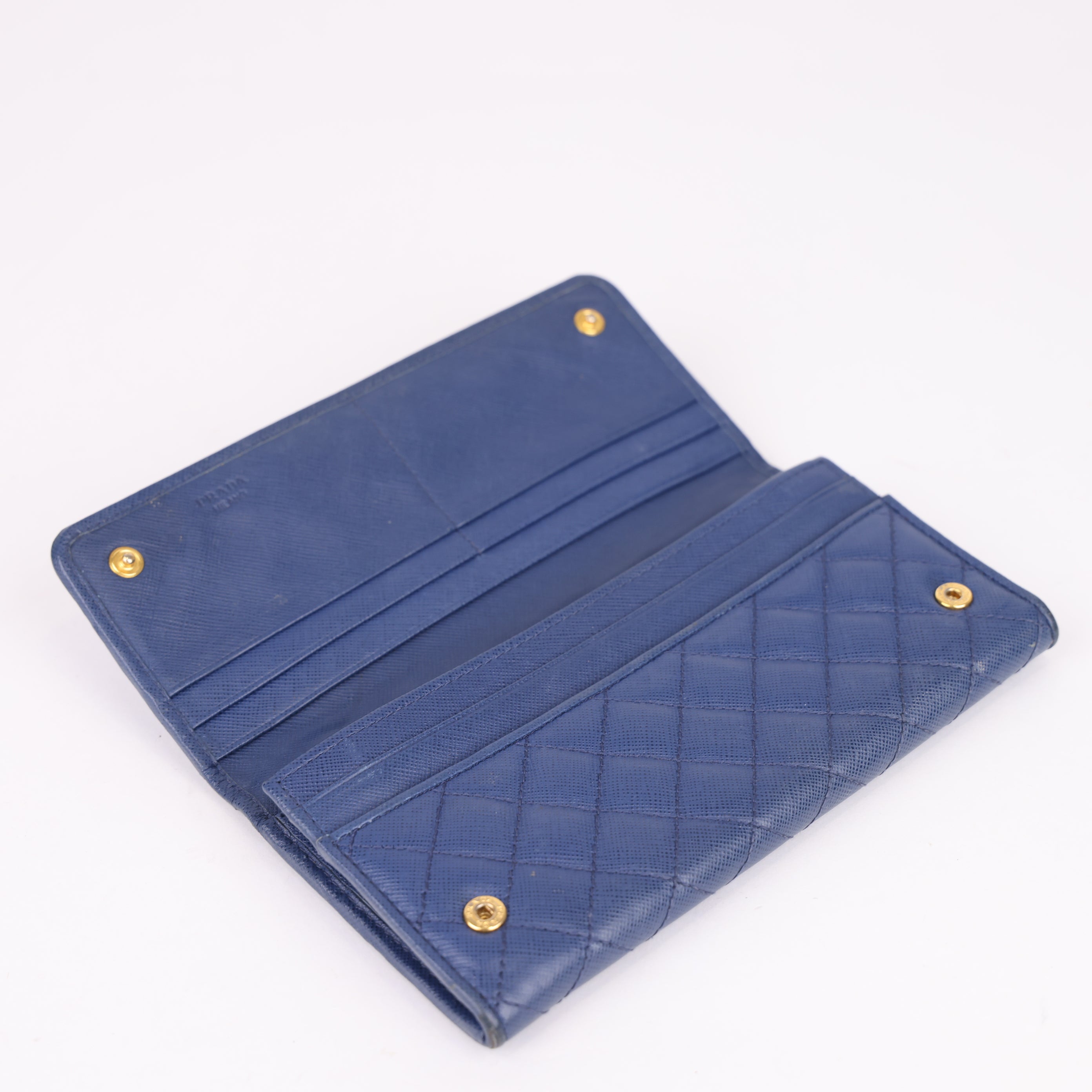 Prada Continental blue Leather Wallet- Pre Owned