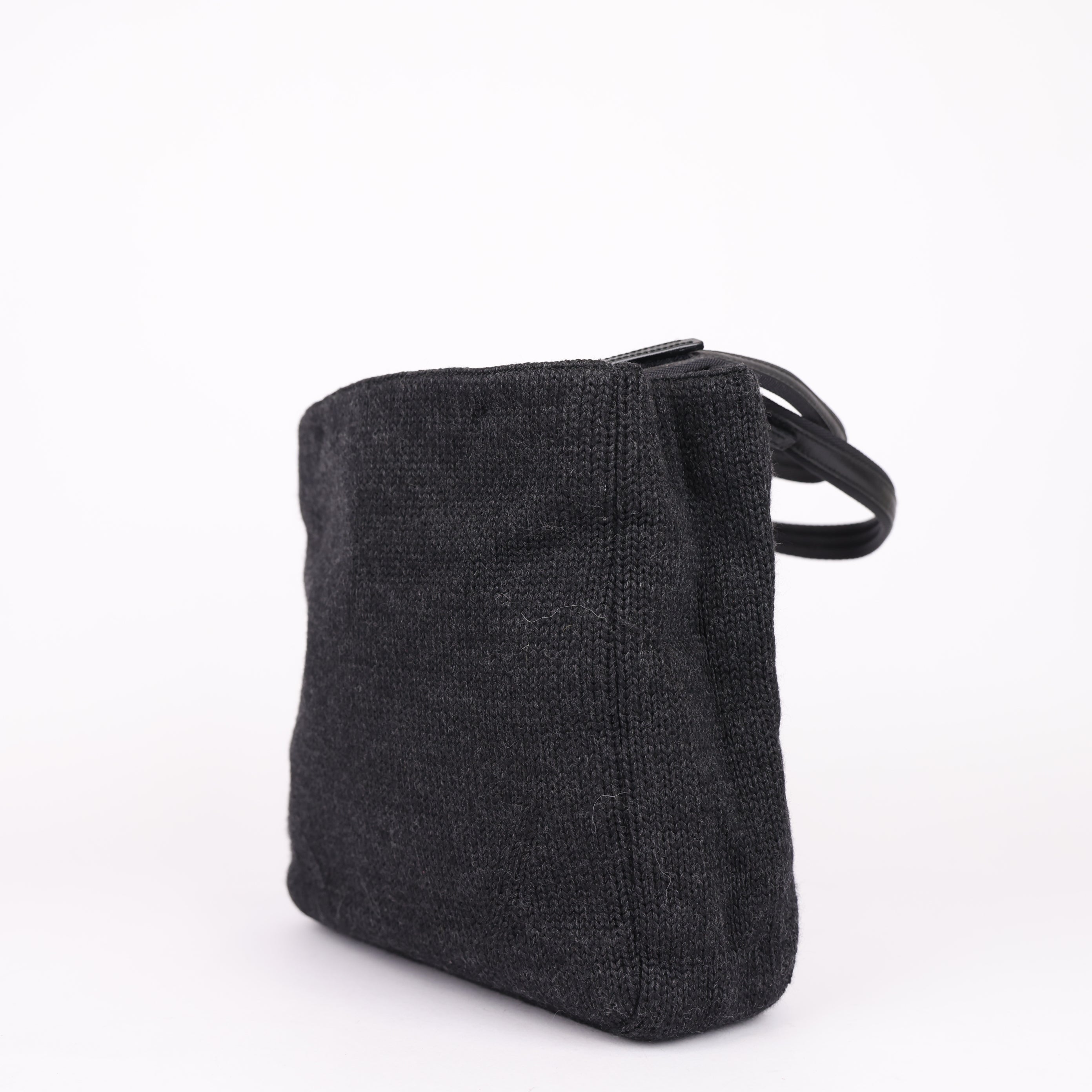 J0922 PRADA Hand Bag Archive 1999 wool knitted Fabrics Black- Pre Owned