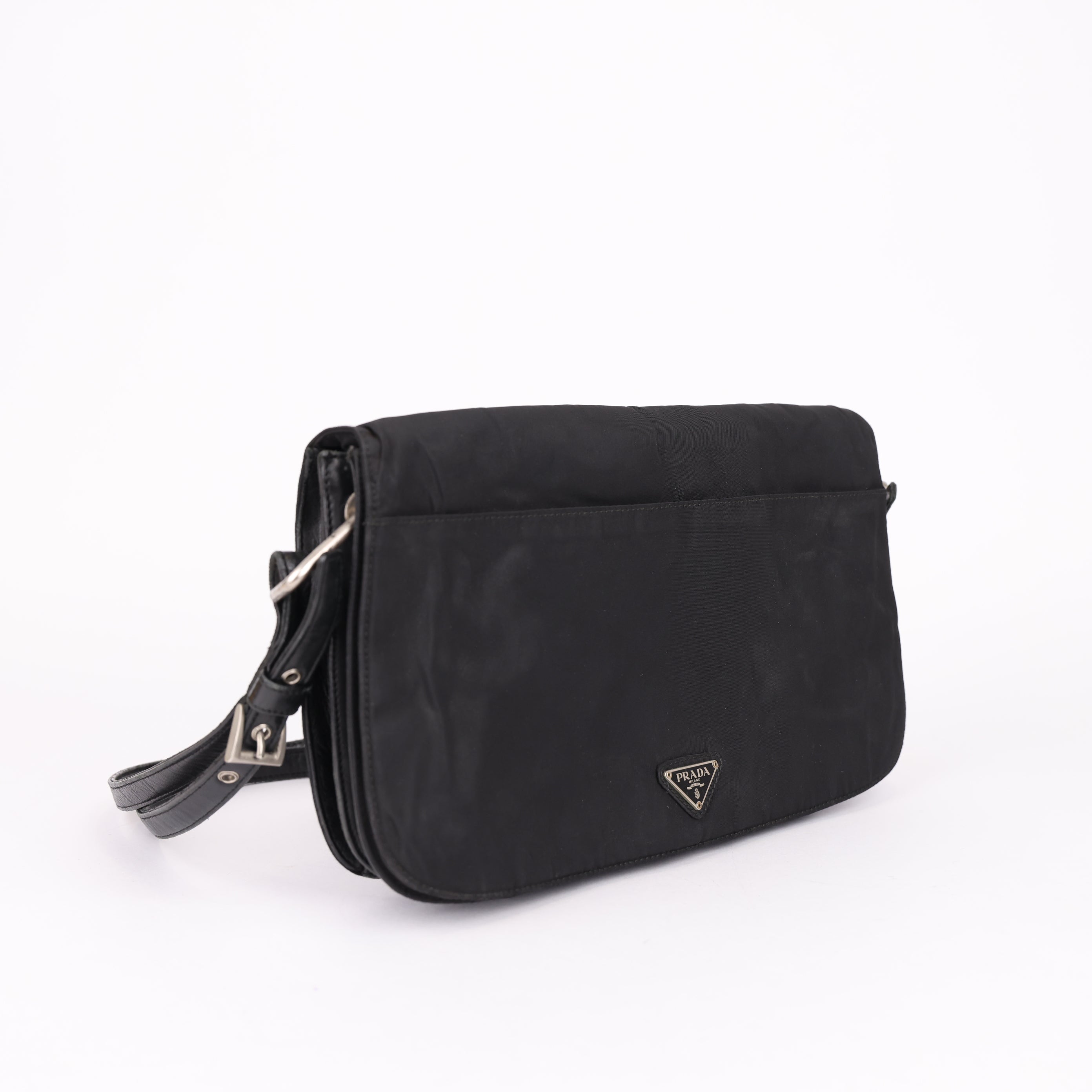 J0926 Prada Triangle Logo Nylon Shoulder Bag- Pre Owned