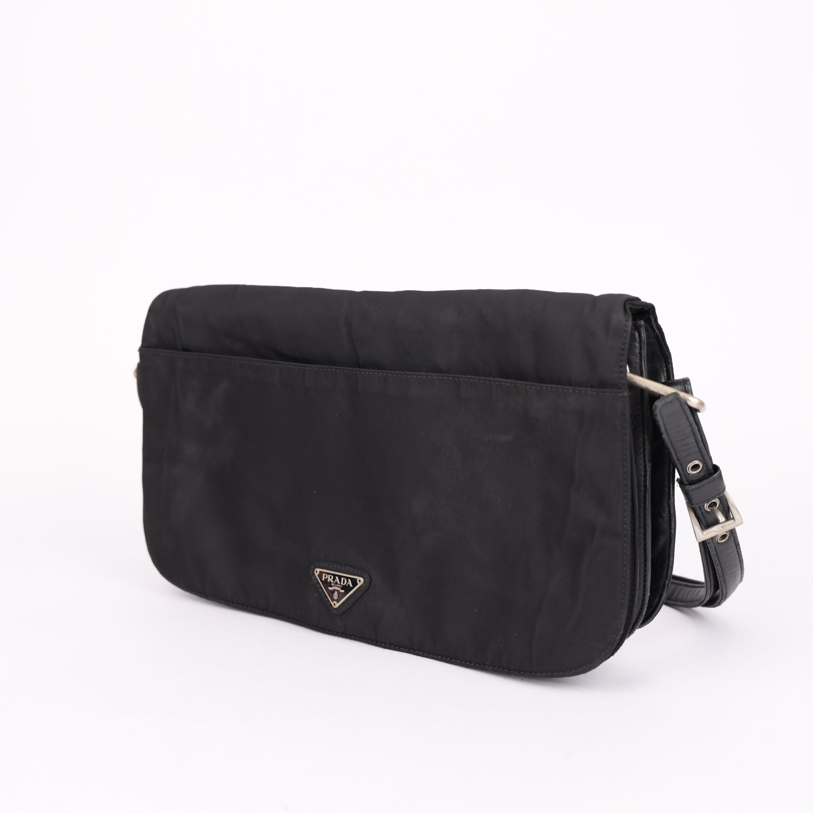 J0926 Prada Triangle Logo Nylon Shoulder Bag- Pre Owned