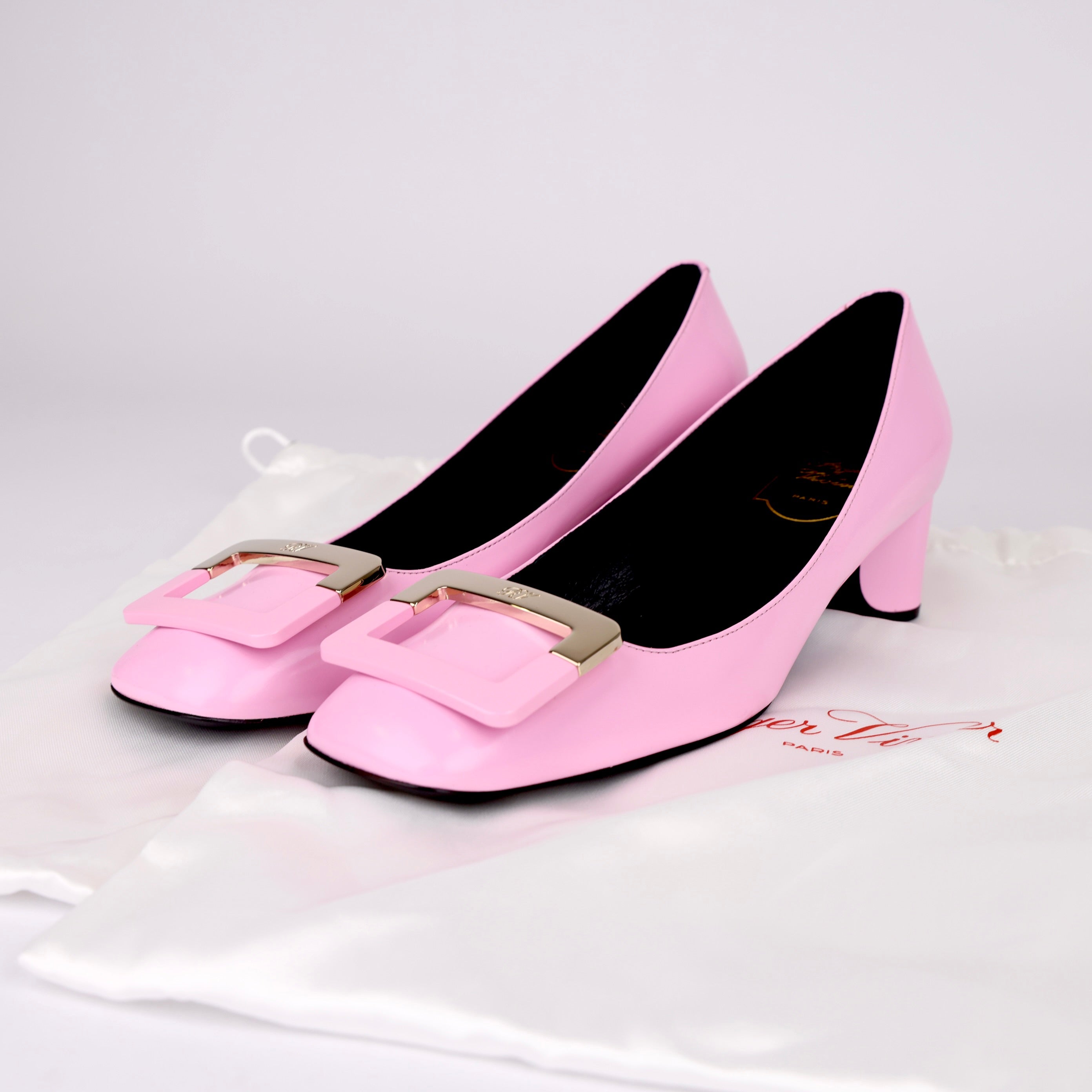 Roger Vivier Tres Vivier Rosa Bonbon Patent Leather Pumps SIZE EU37.5/ UK4.5- Pre Owned