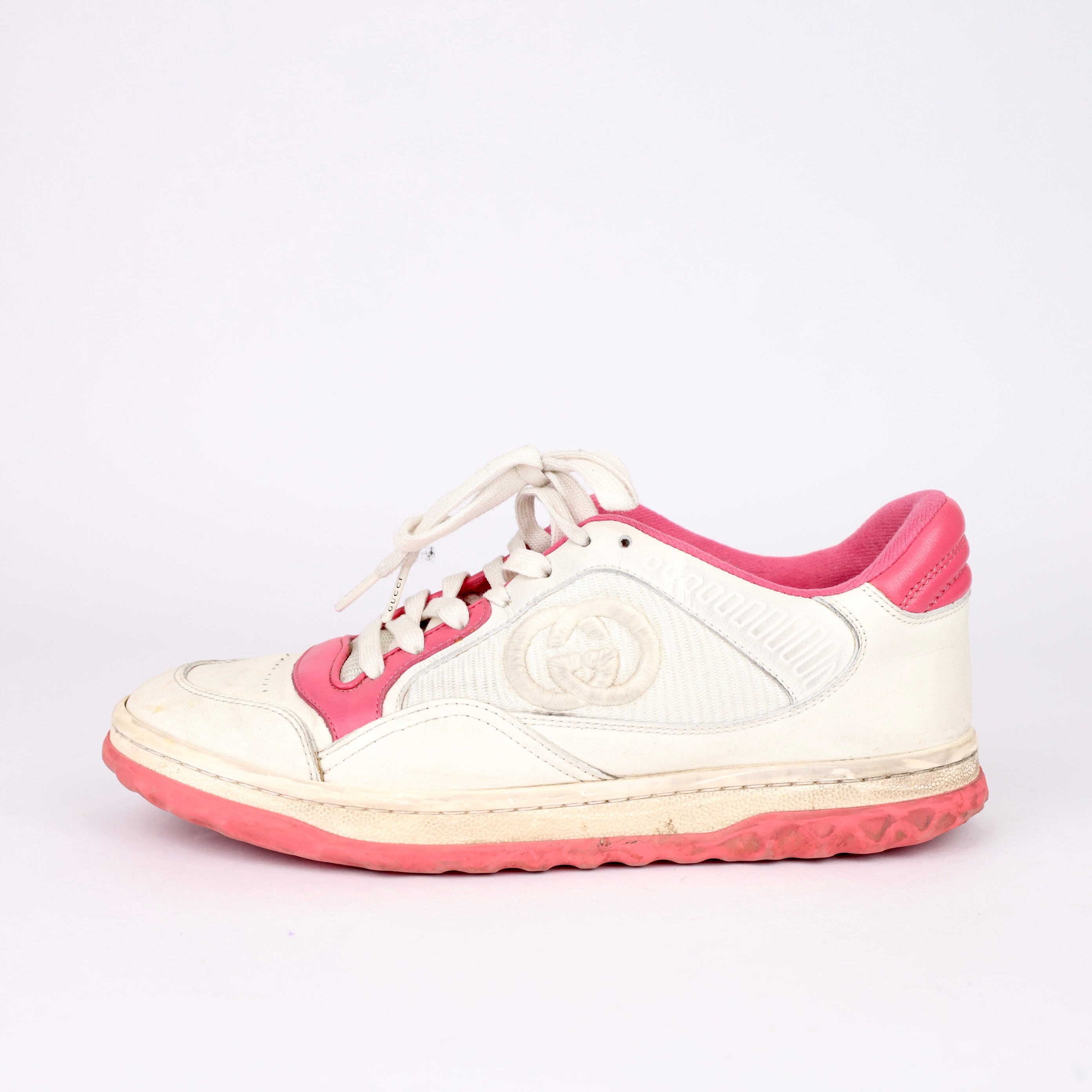J0111 Gucci Mac80 Women's White And Pink Sneakers SIZE EU38/ UK5- Pre Owned