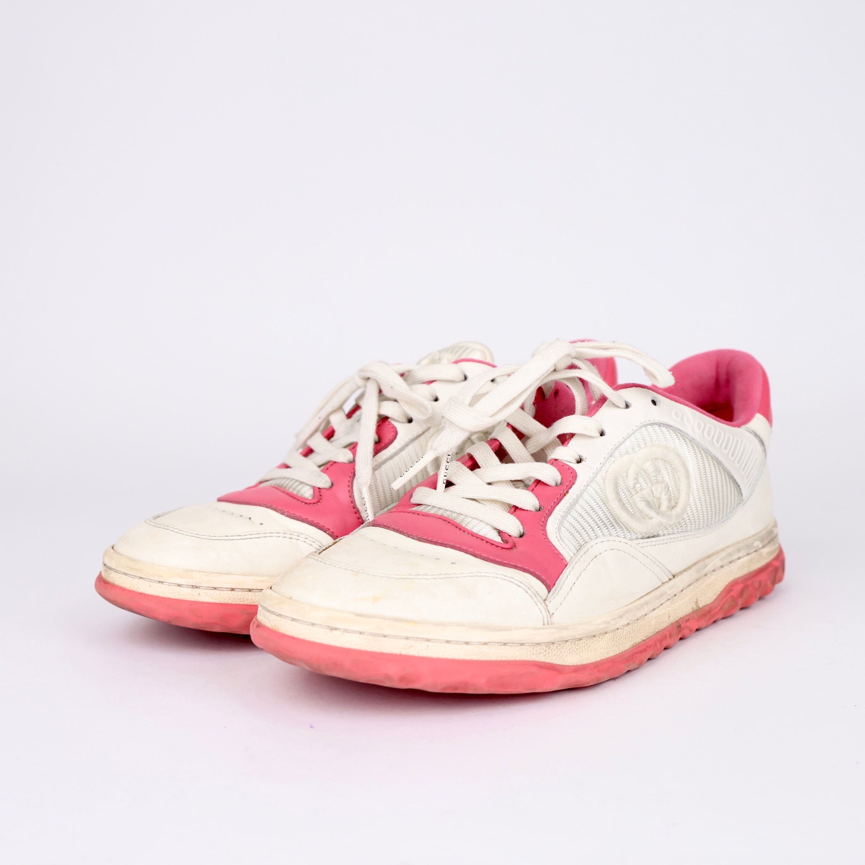 J0111 Gucci Mac80 Women's White And Pink Sneakers SIZE EU38/ UK5- Pre Owned