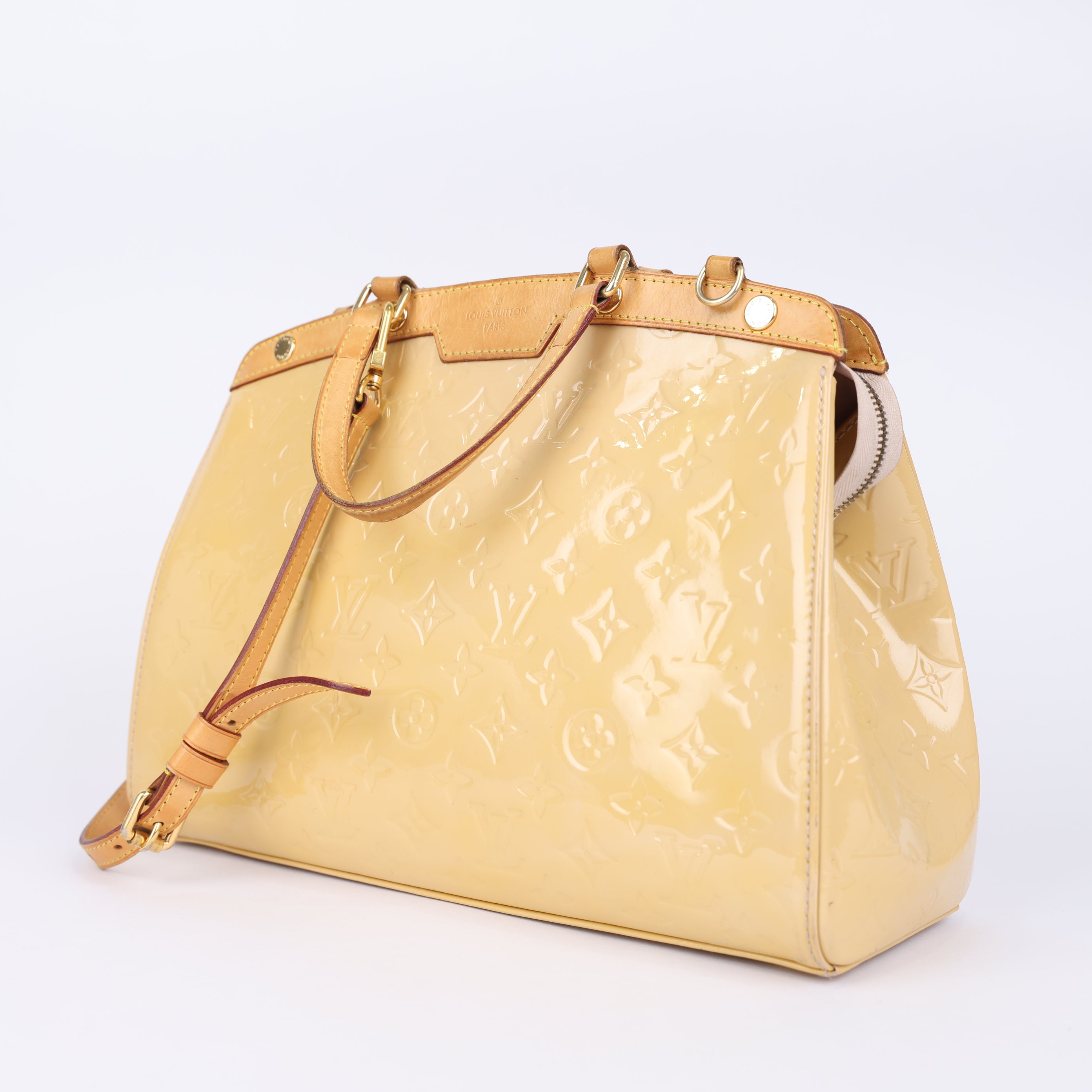 Louis Vuitton Brea MM Yellow Monogram Vernis Leather Tote- Pre Owned