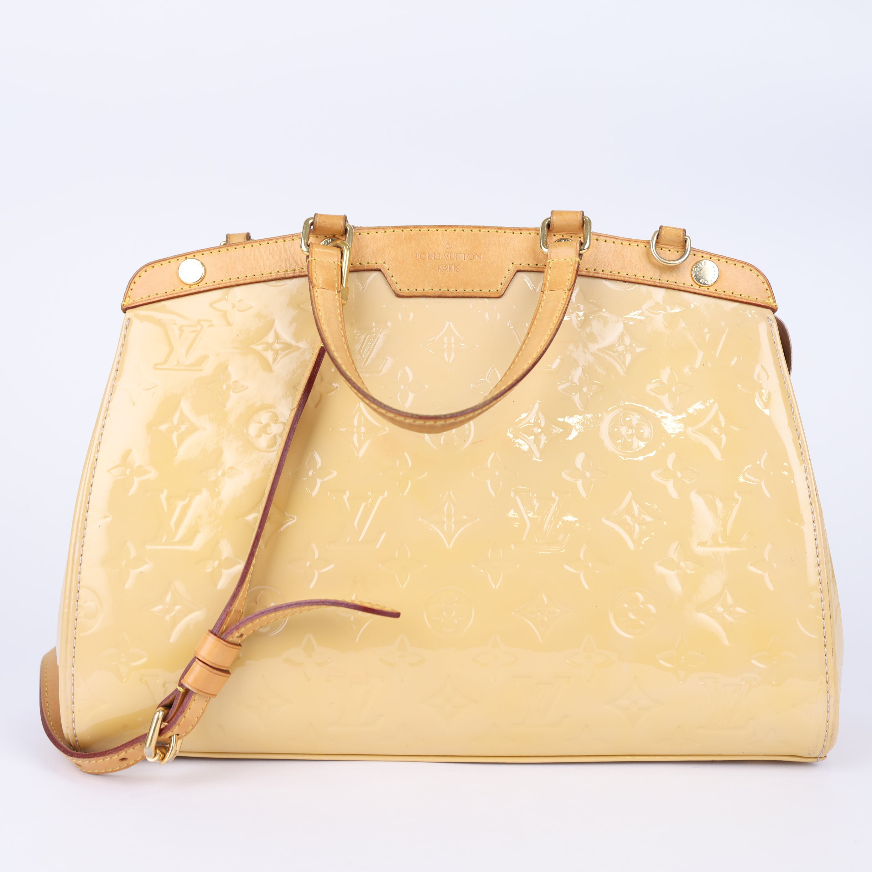 Louis Vuitton Brea MM Yellow Monogram Vernis Leather Tote- Pre Owned