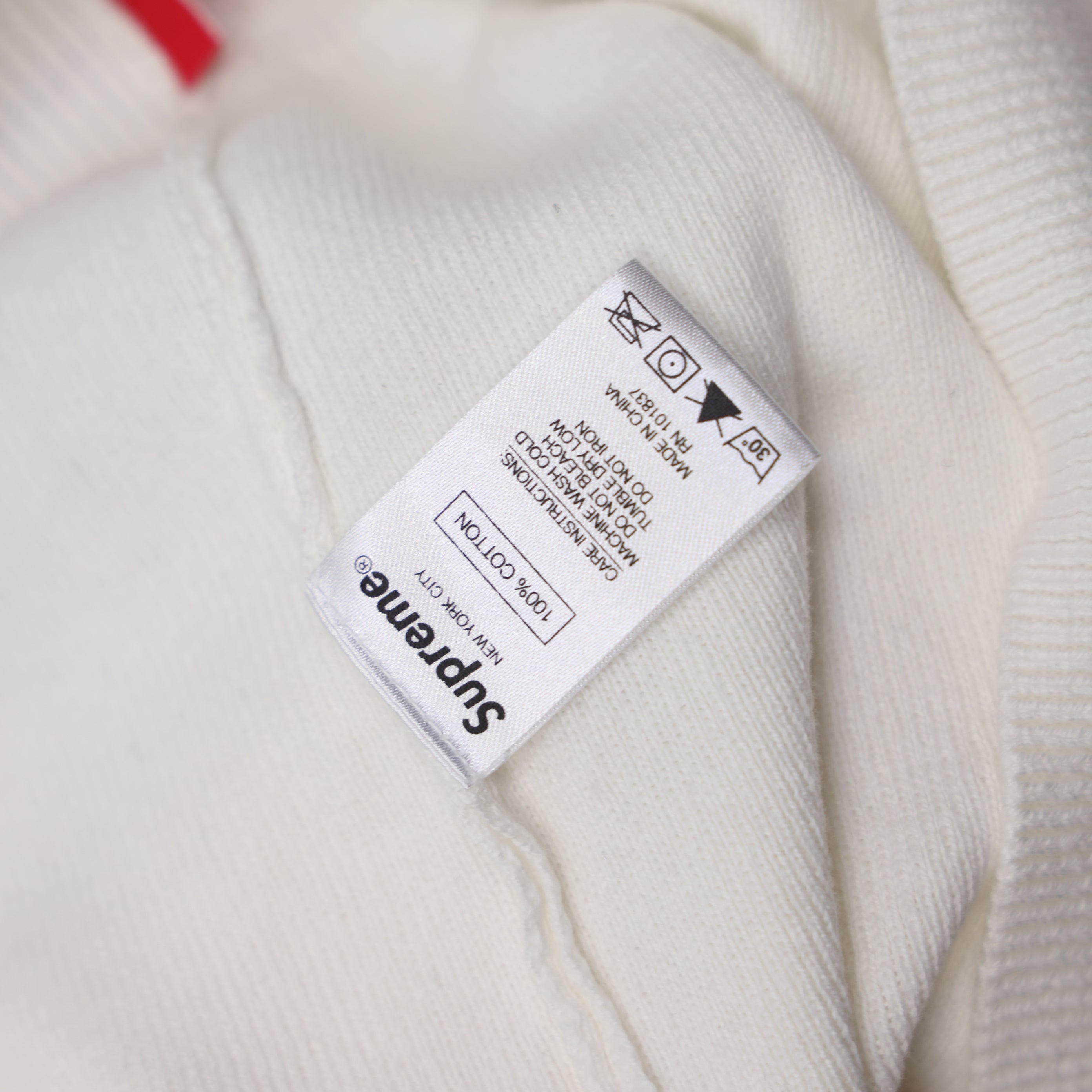 J0941 Supreme Striped Raglan Sweater White Men's SIZE L SS18- Pre Owned