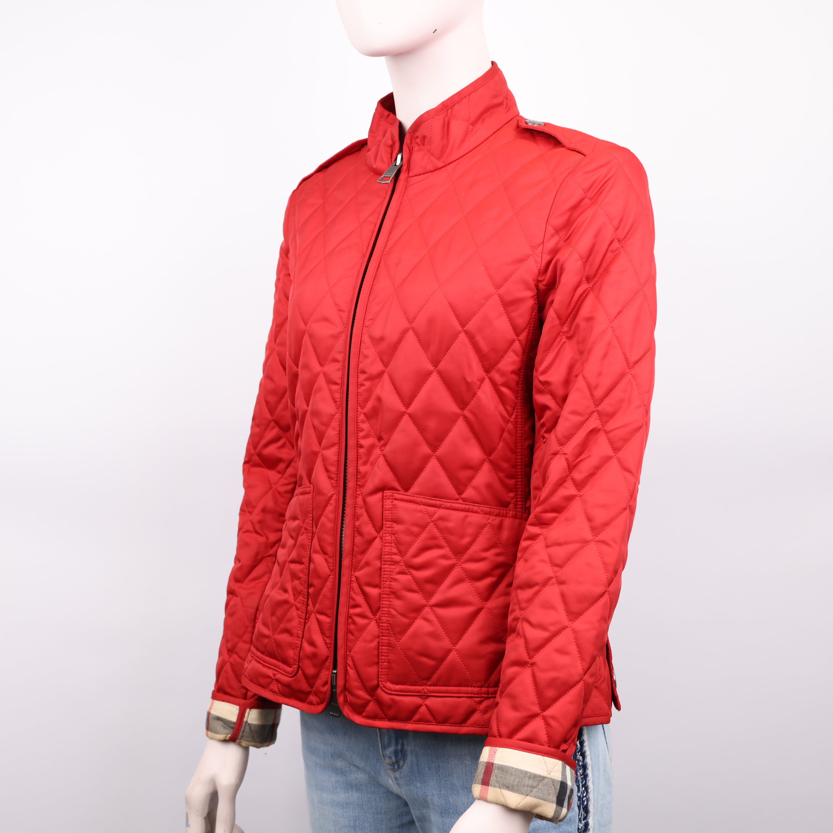 Burberry London Red Diamond Quilted Jacket Size S- Pre Owned