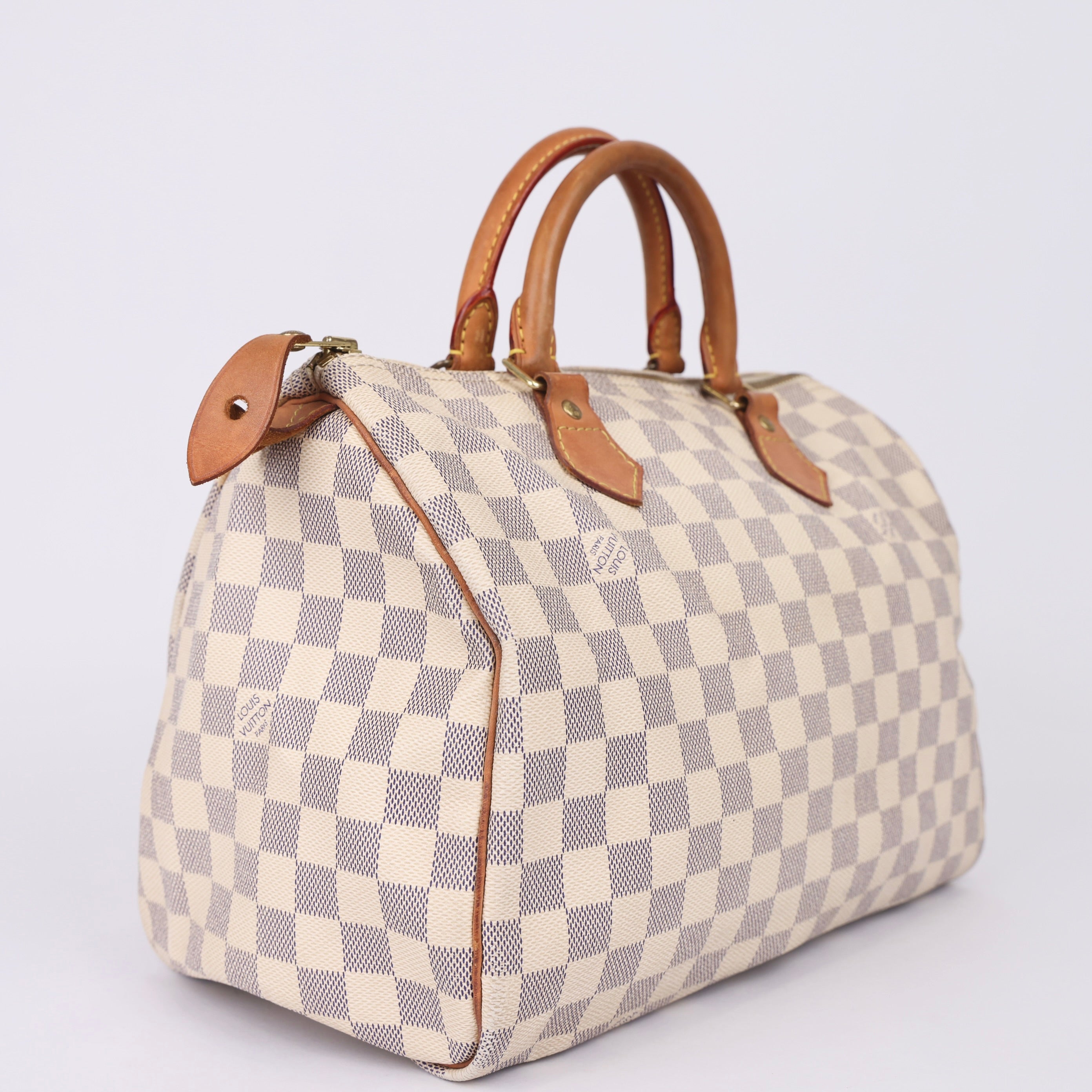 J0966 Louis Vuitton Speedy Handbag Damier 30 White- Pre Owned