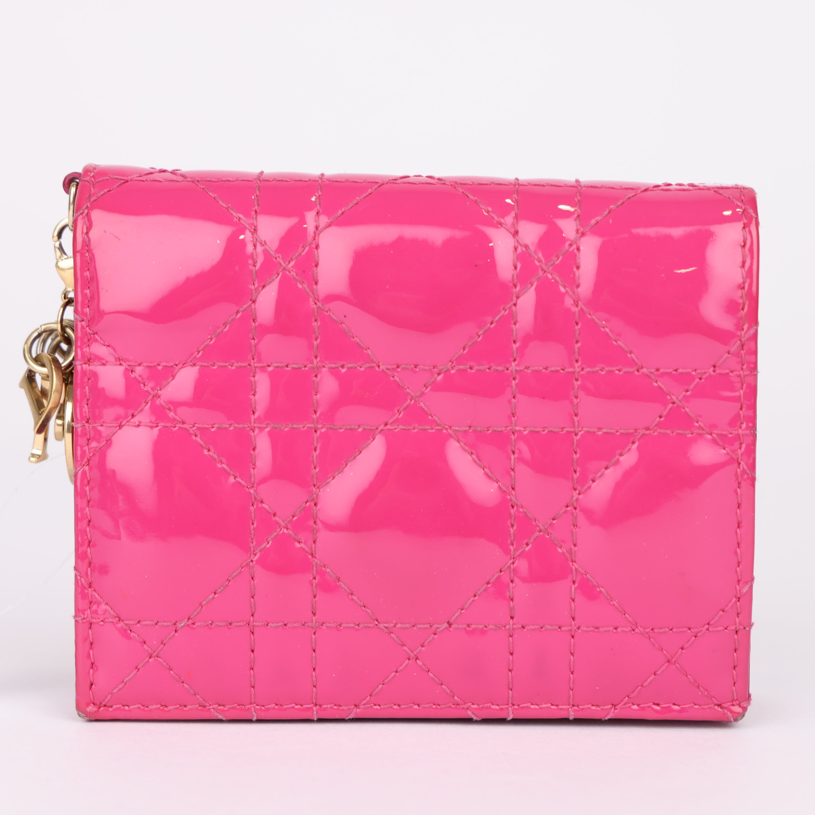 J1980 Dior Lady Dior Cannage Lotus Wallet Leather Wallet - Pre Owned