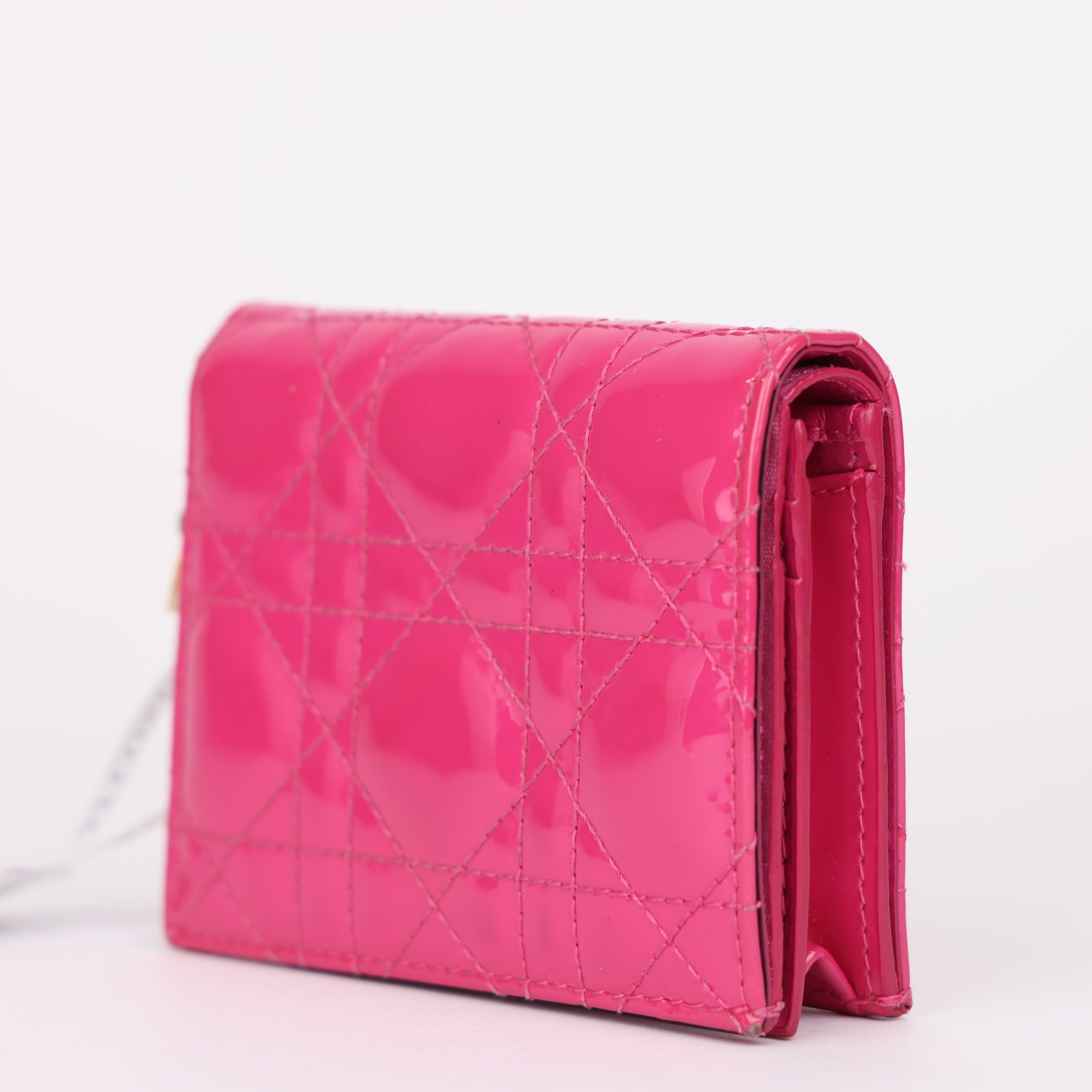 J1980 Dior Lady Dior Cannage Lotus Wallet Leather Wallet - Pre Owned