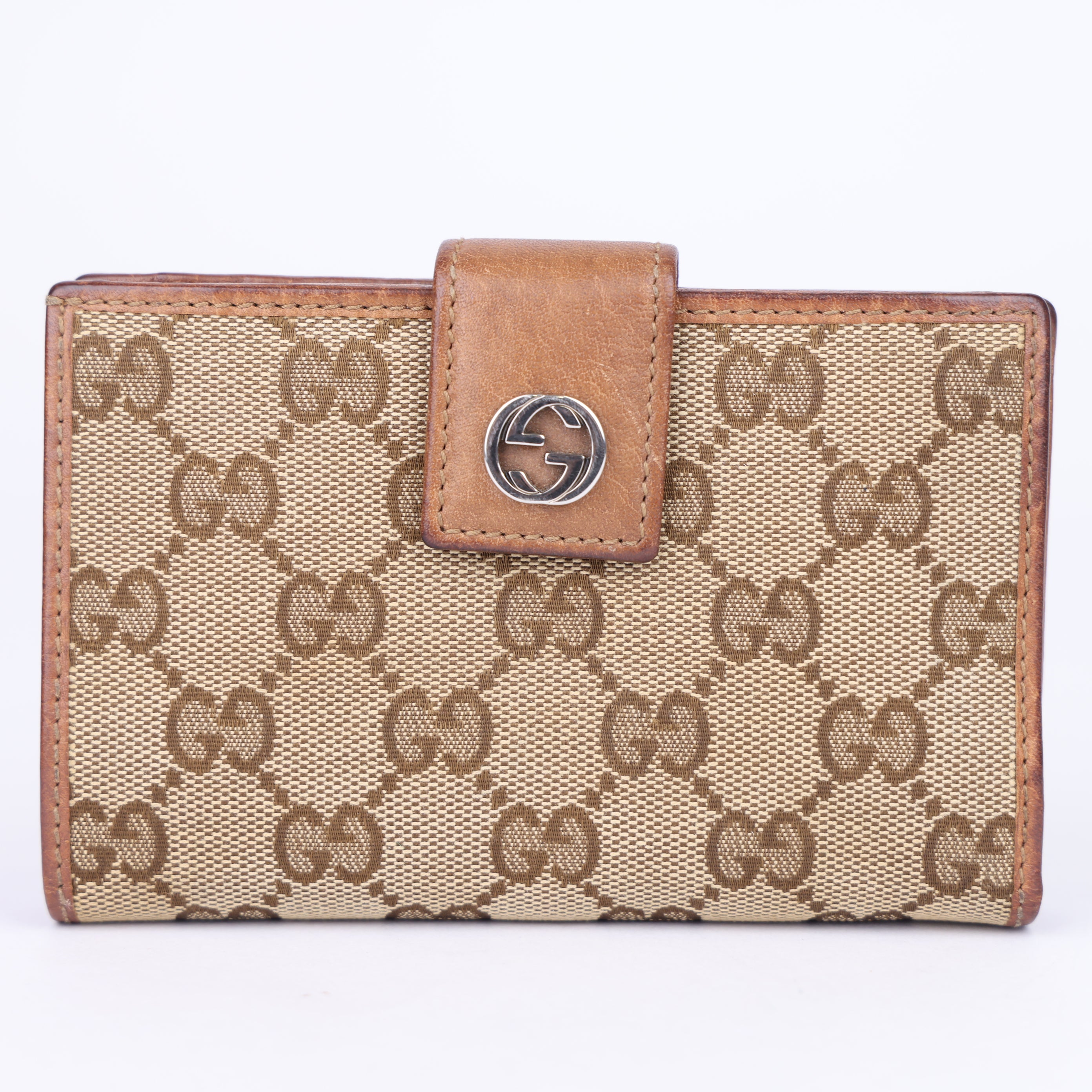 J1968 Gucci Brown Monogram Wallet - Pre Owned