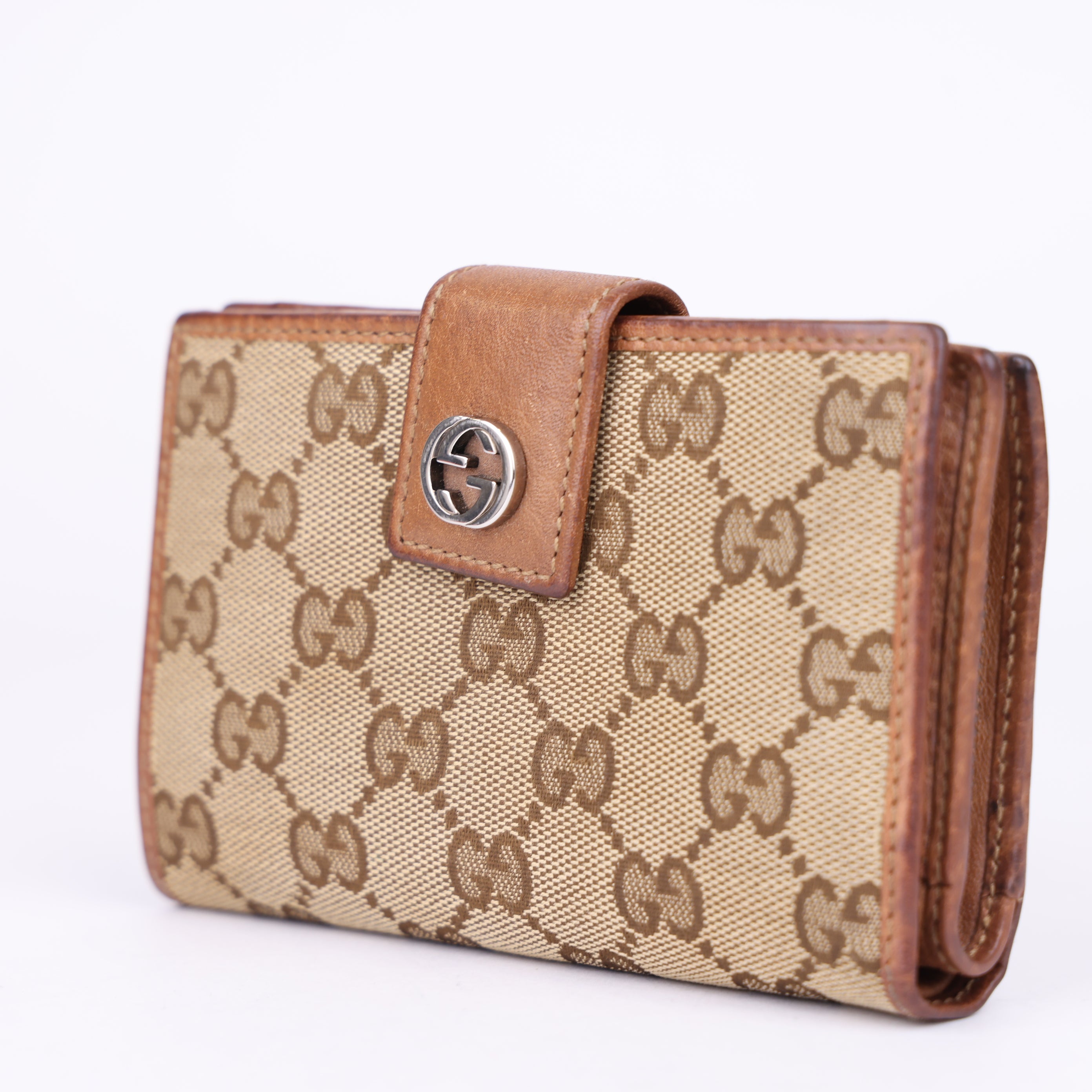 J1968 Gucci Brown Monogram Wallet - Pre Owned