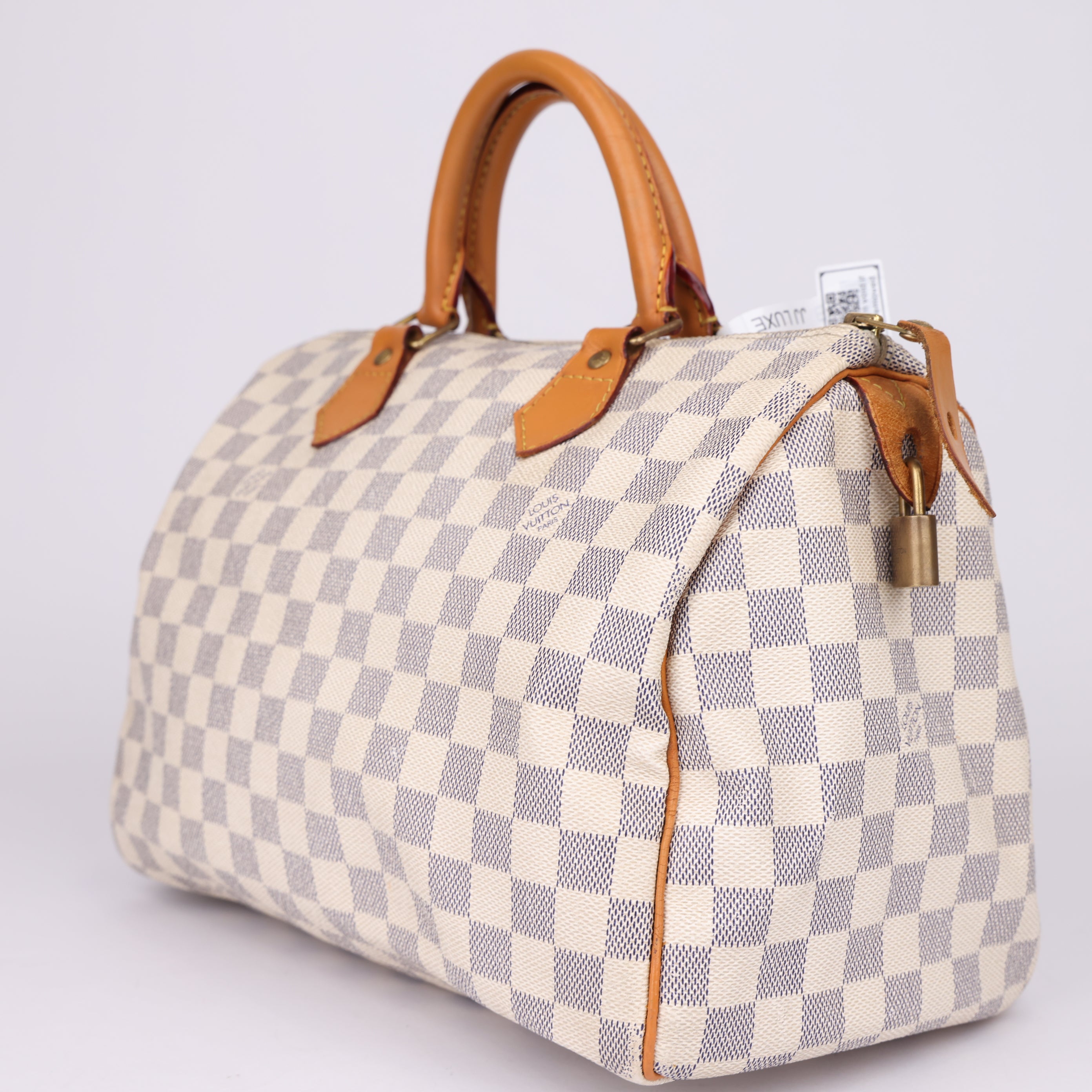 J1960 Louis Vuitton Speedy Handbag Damier 30 White- Pre Owned