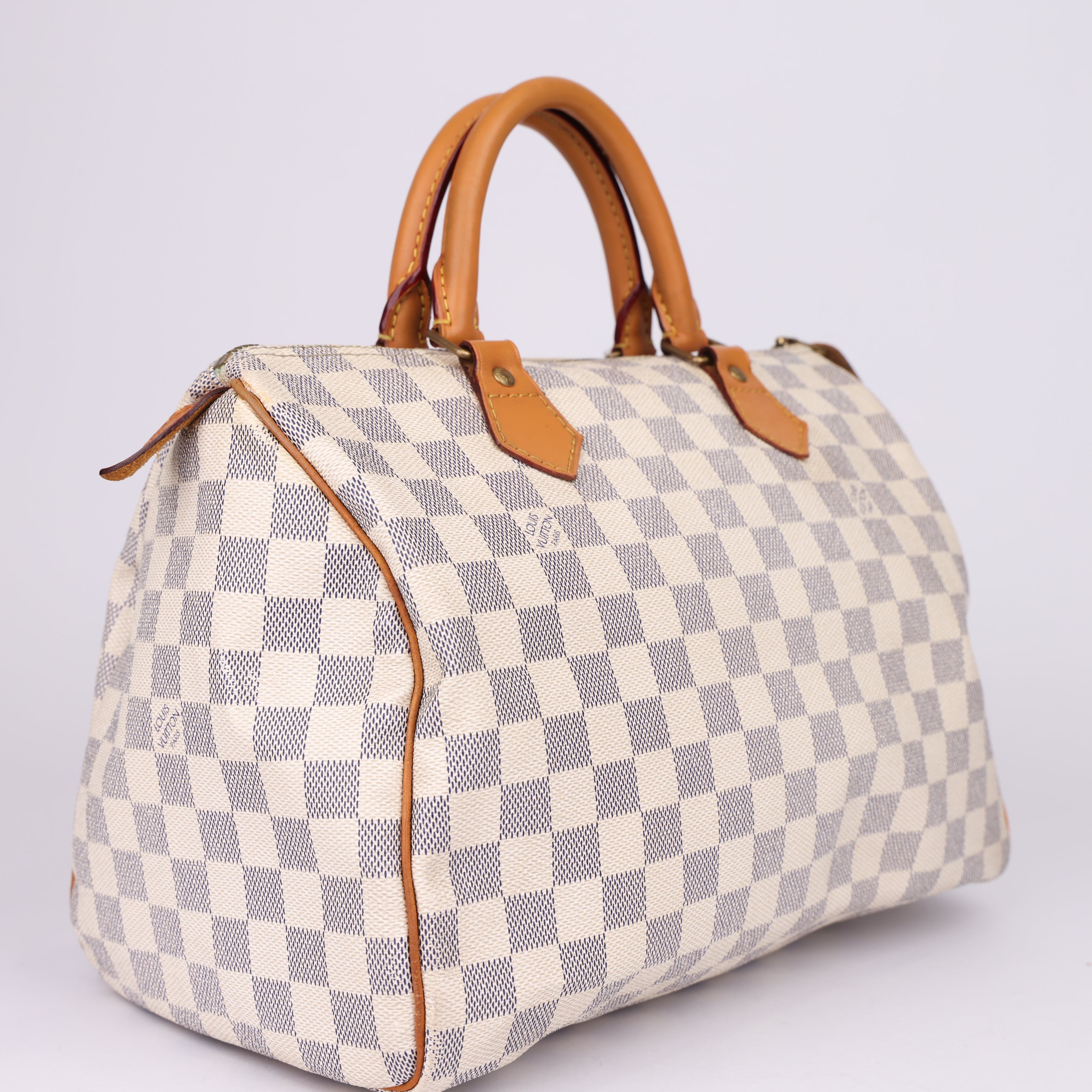 J1960 Louis Vuitton Speedy Handbag Damier 30 White- Pre Owned