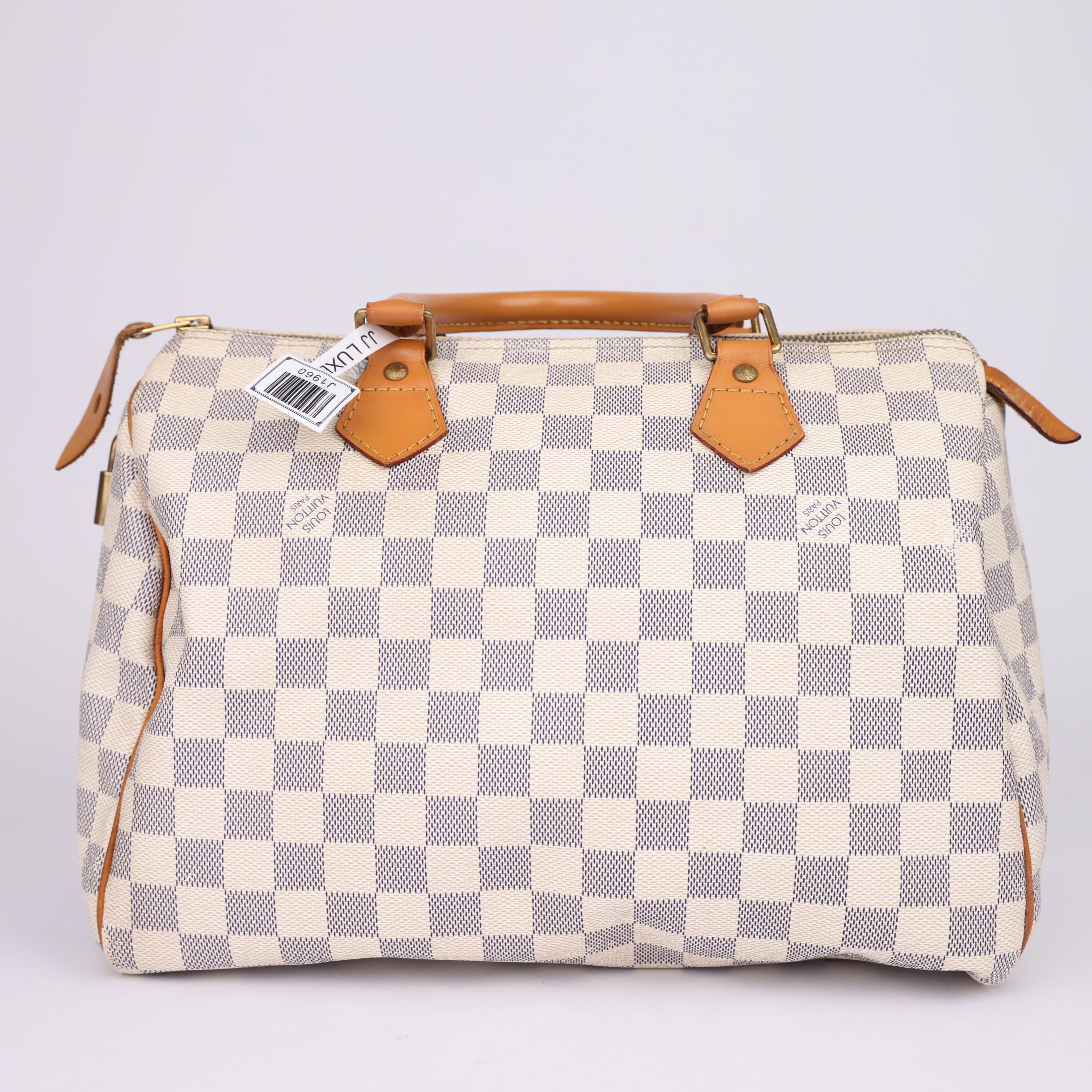 J1960 Louis Vuitton Speedy Handbag Damier 30 White- Pre Owned
