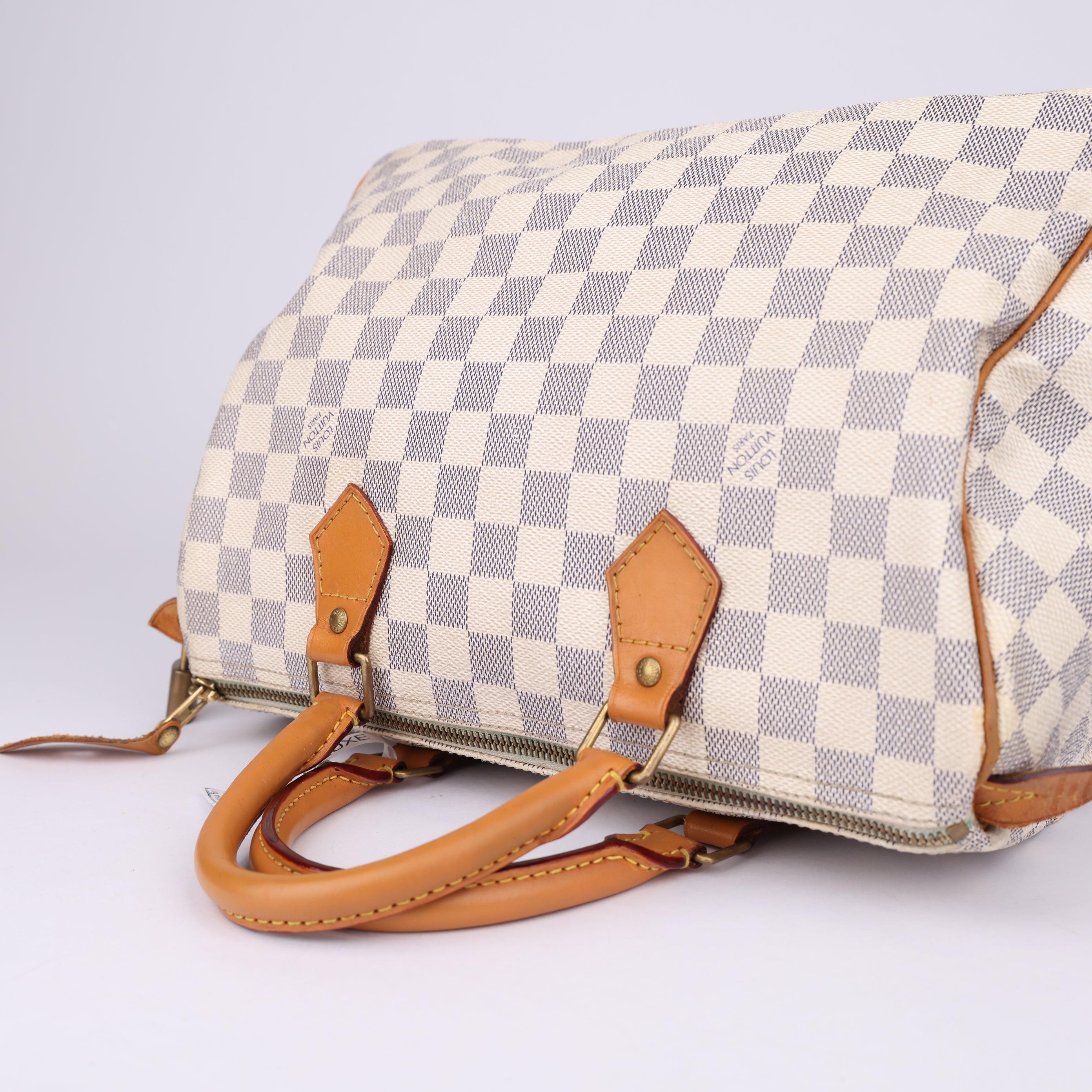 J1960 Louis Vuitton Speedy Handbag Damier 30 White- Pre Owned