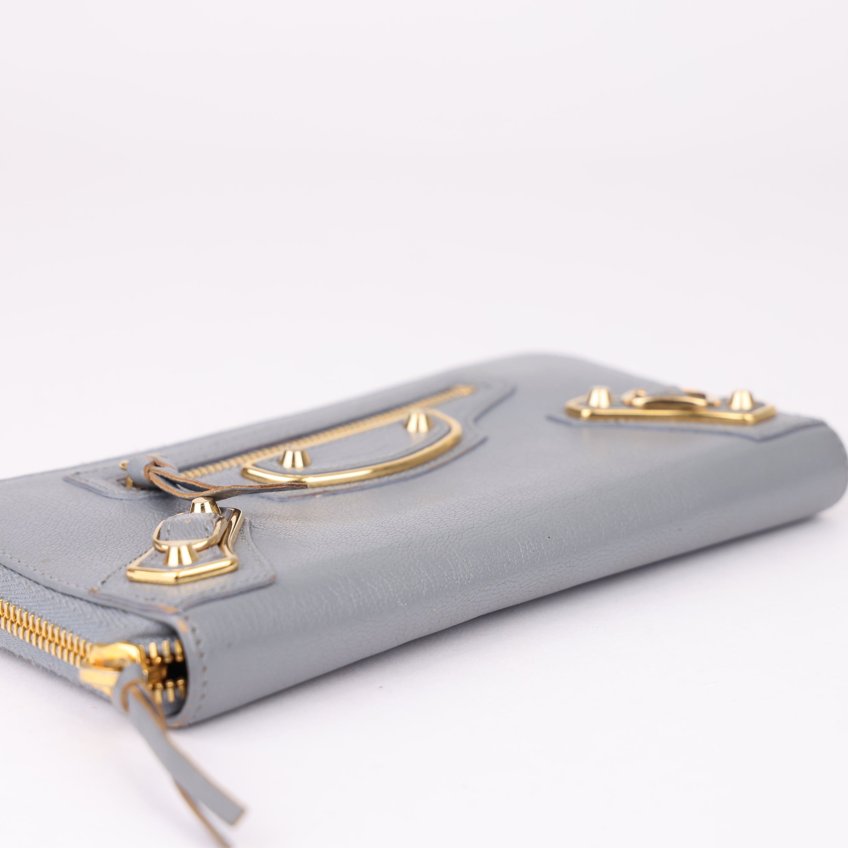 J1916 BALENCIAGA Leather Zip-Around Long Wallet- Pre Owned