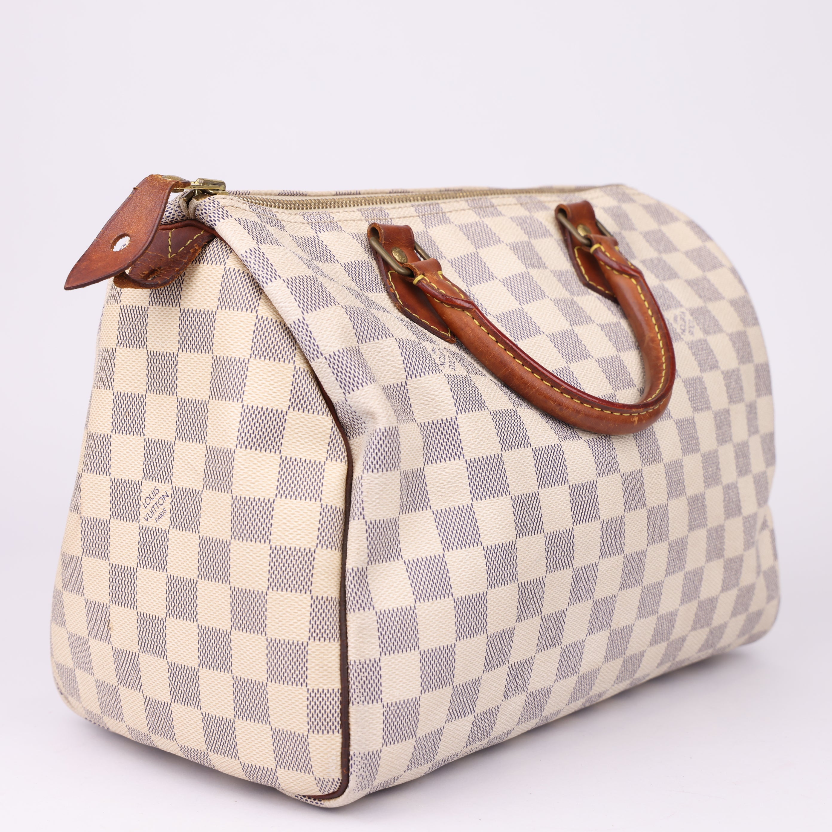 J1906 Louis Vuitton Speedy Handbag Damier 30 White- Pre Owned