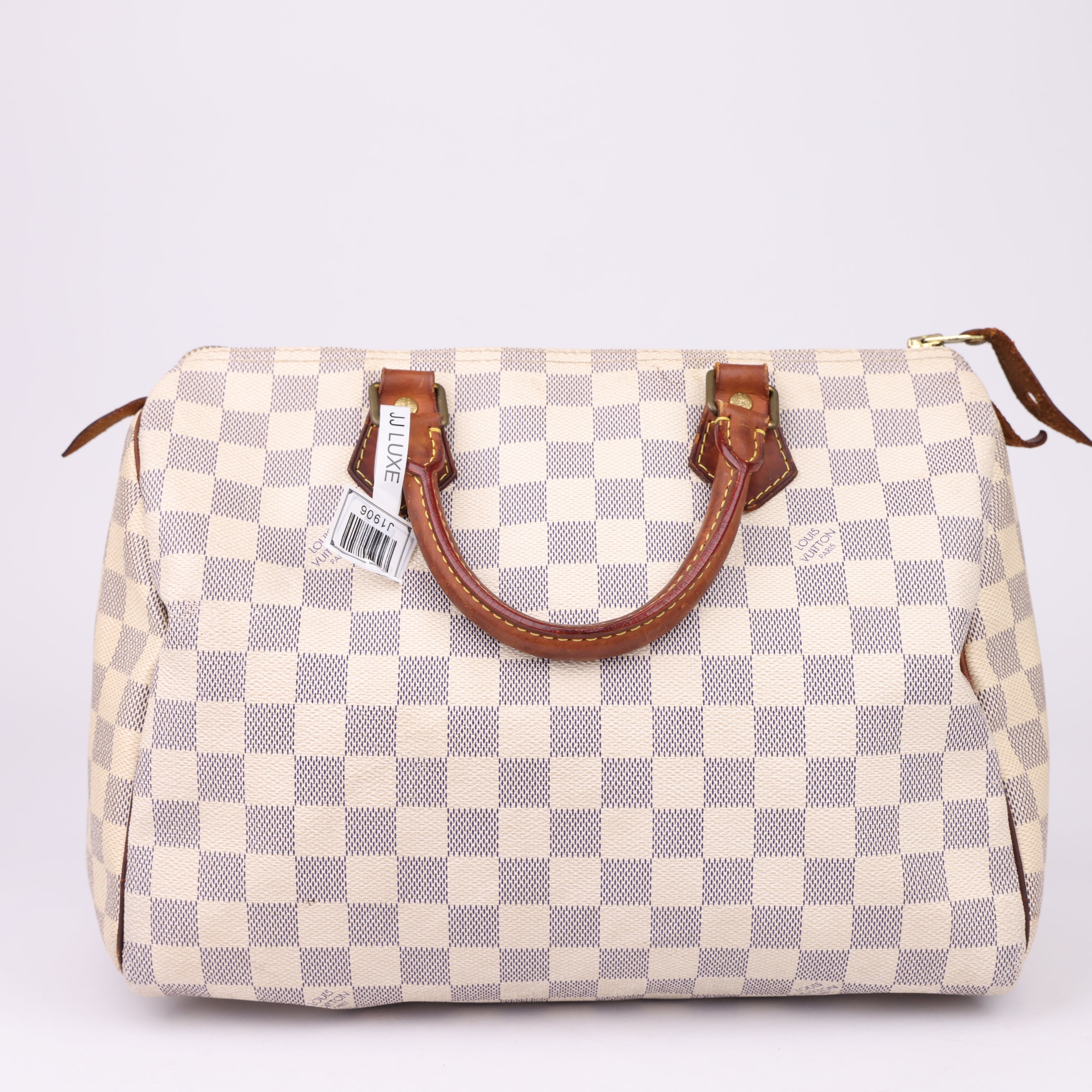 J1906 Louis Vuitton Speedy Handbag Damier 30 White- Pre Owned