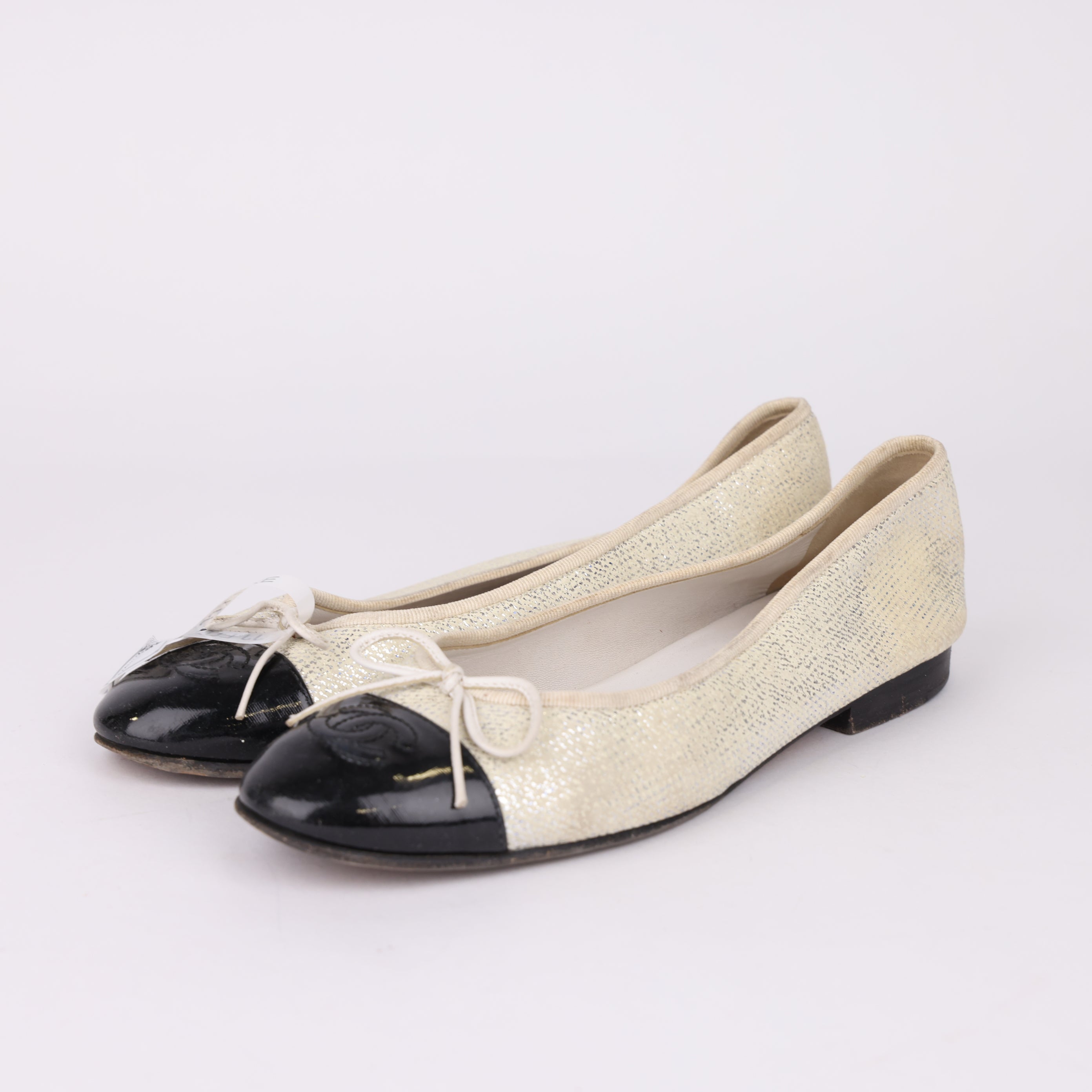 J1852 Chanel Cambon leather ballet flats EU36.5- Pre Owned