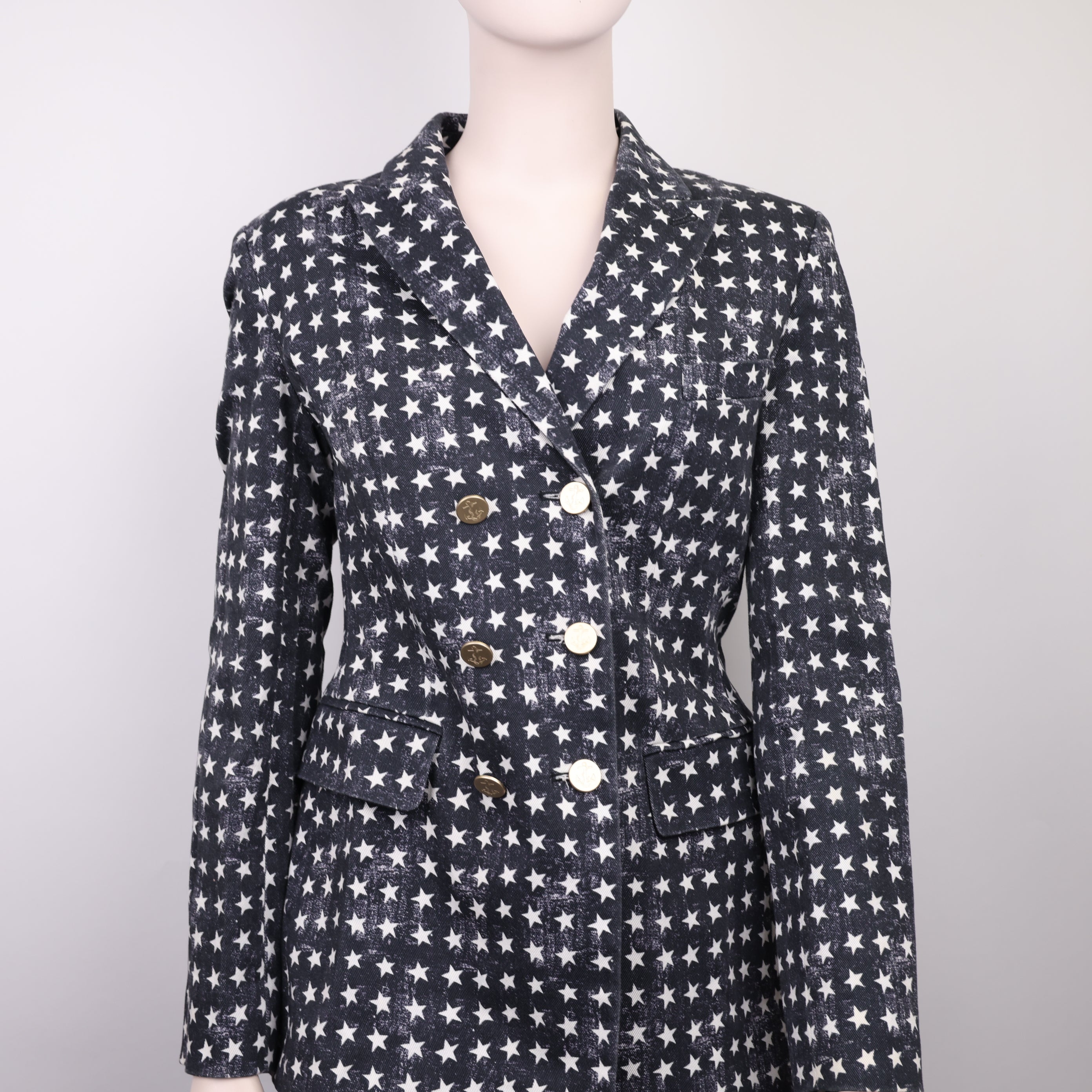 J1849 Max Mara All-Over Star Print Blazer Size 38- Pre Owned