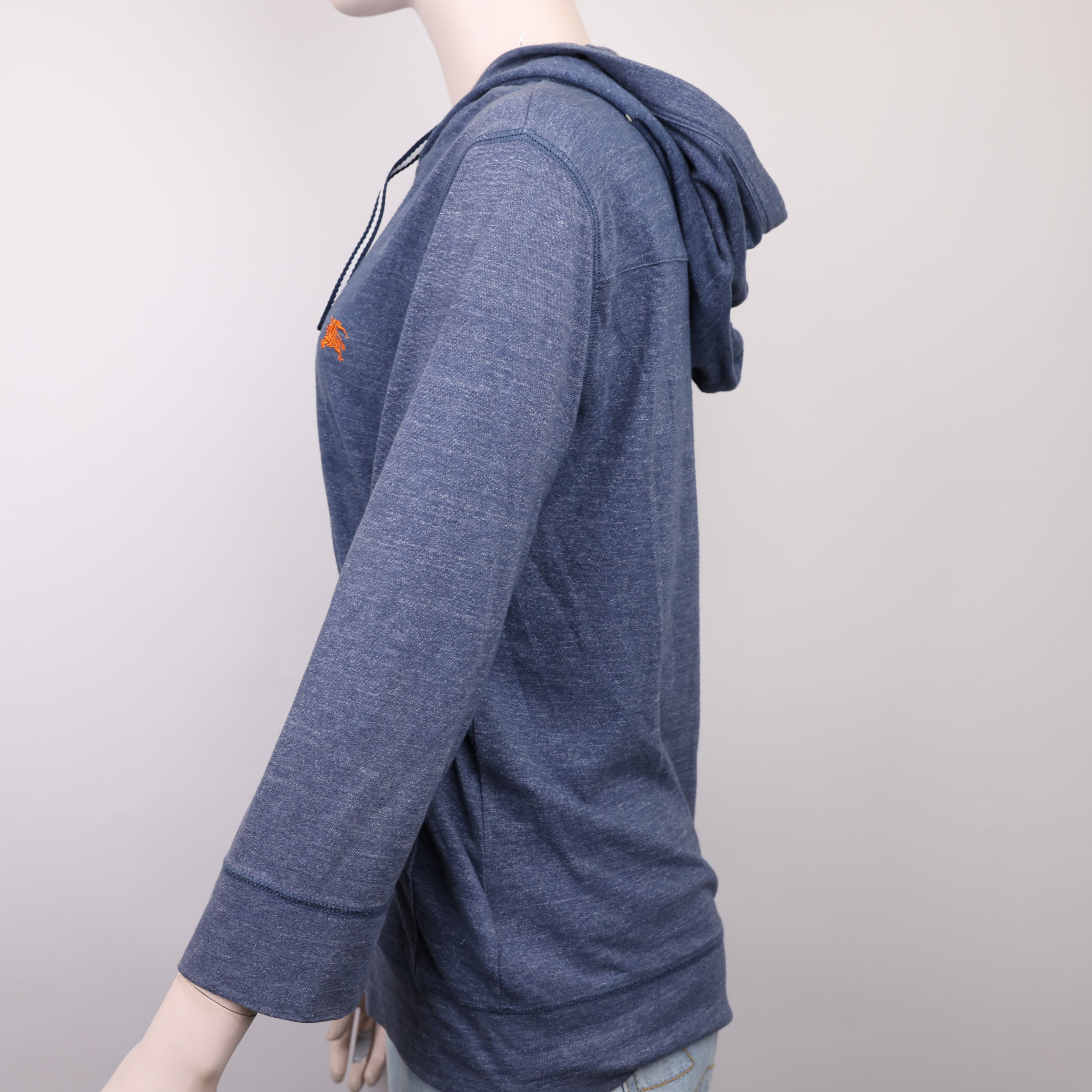 J1846 Burberry Blue Embroidered Hooded Jacket Size 2- Pre Owned