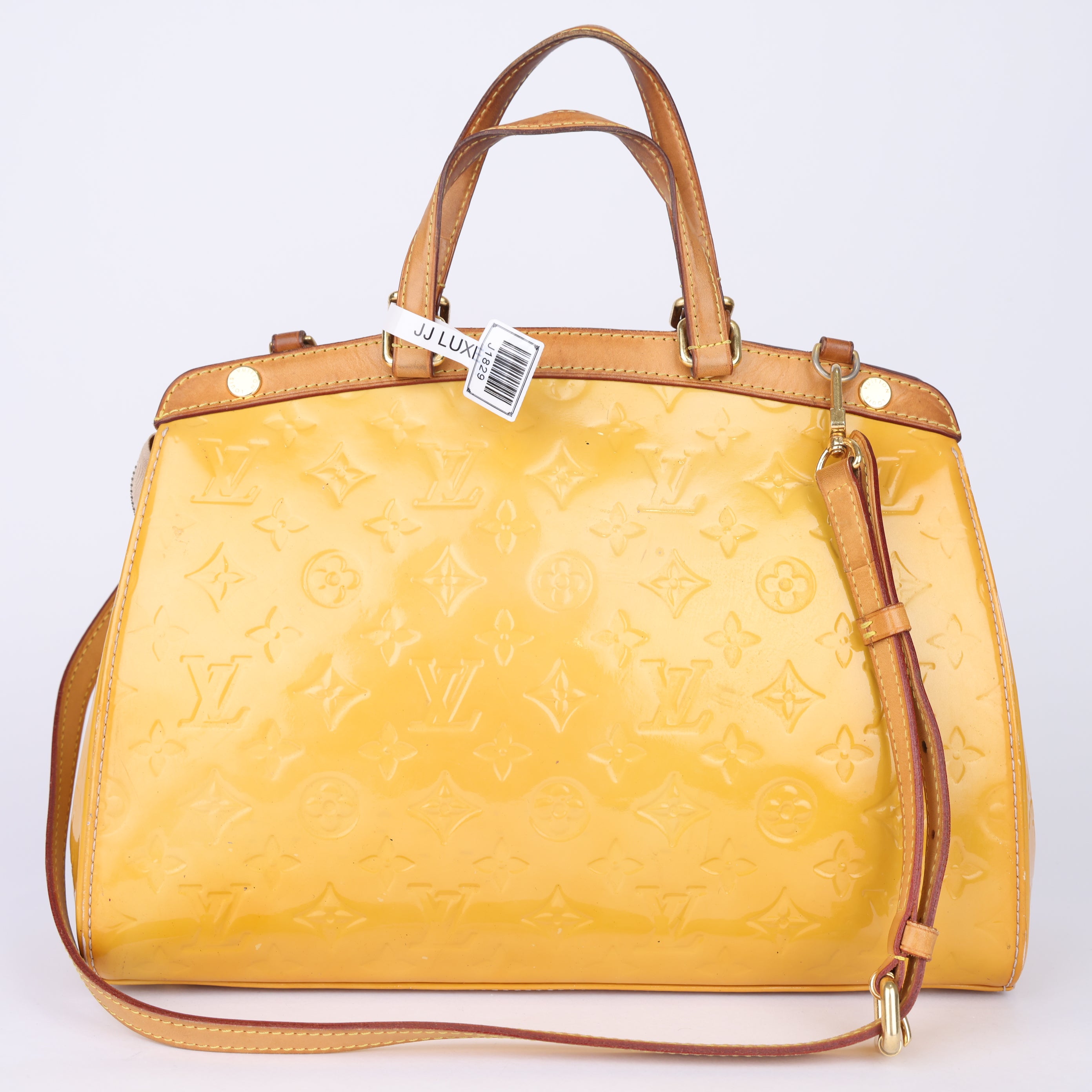 J1829 Louis Vuitton Brown Monogram Vernis Brea MM Beige- Pre Owned