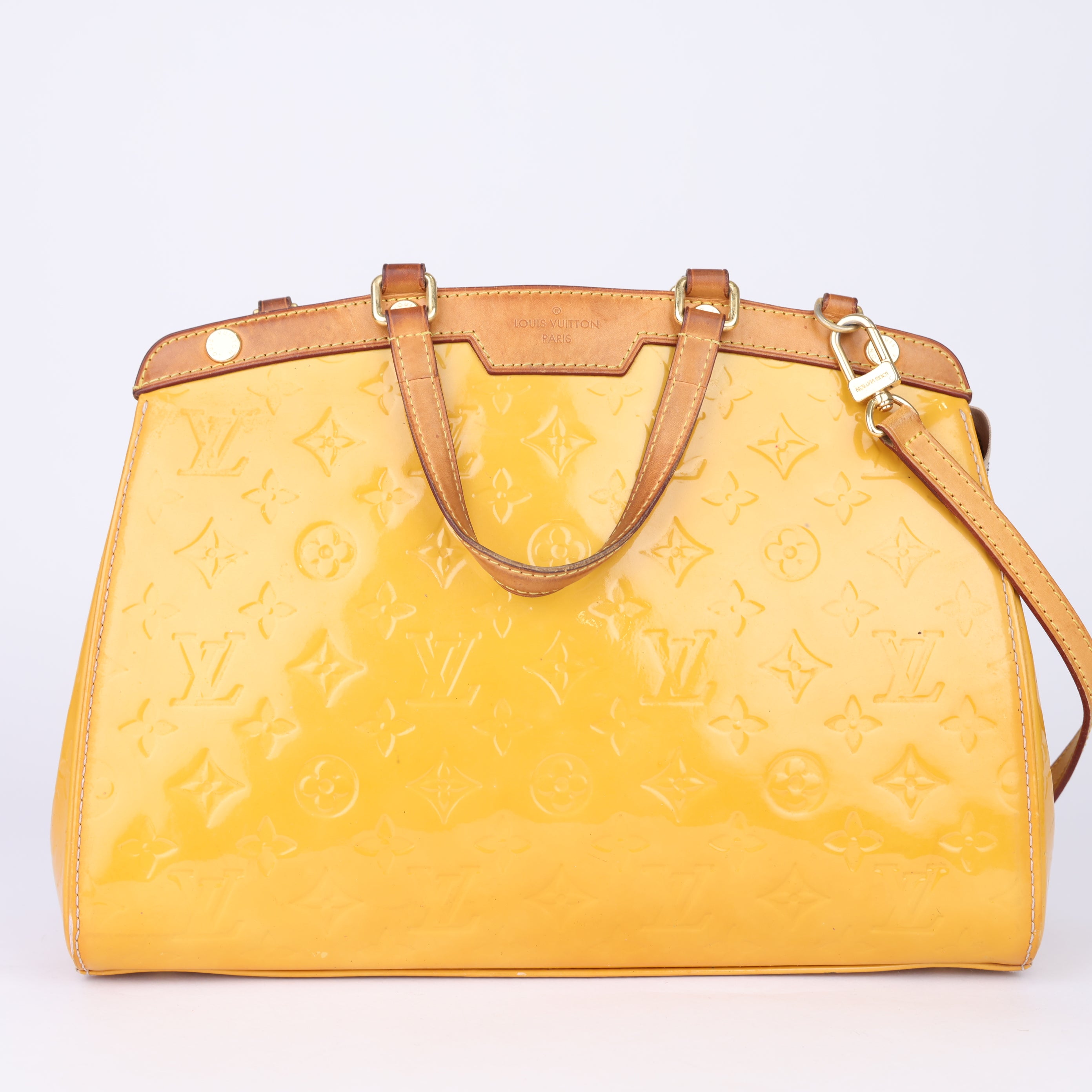 J1829 Louis Vuitton Brown Monogram Vernis Brea MM Beige- Pre Owned