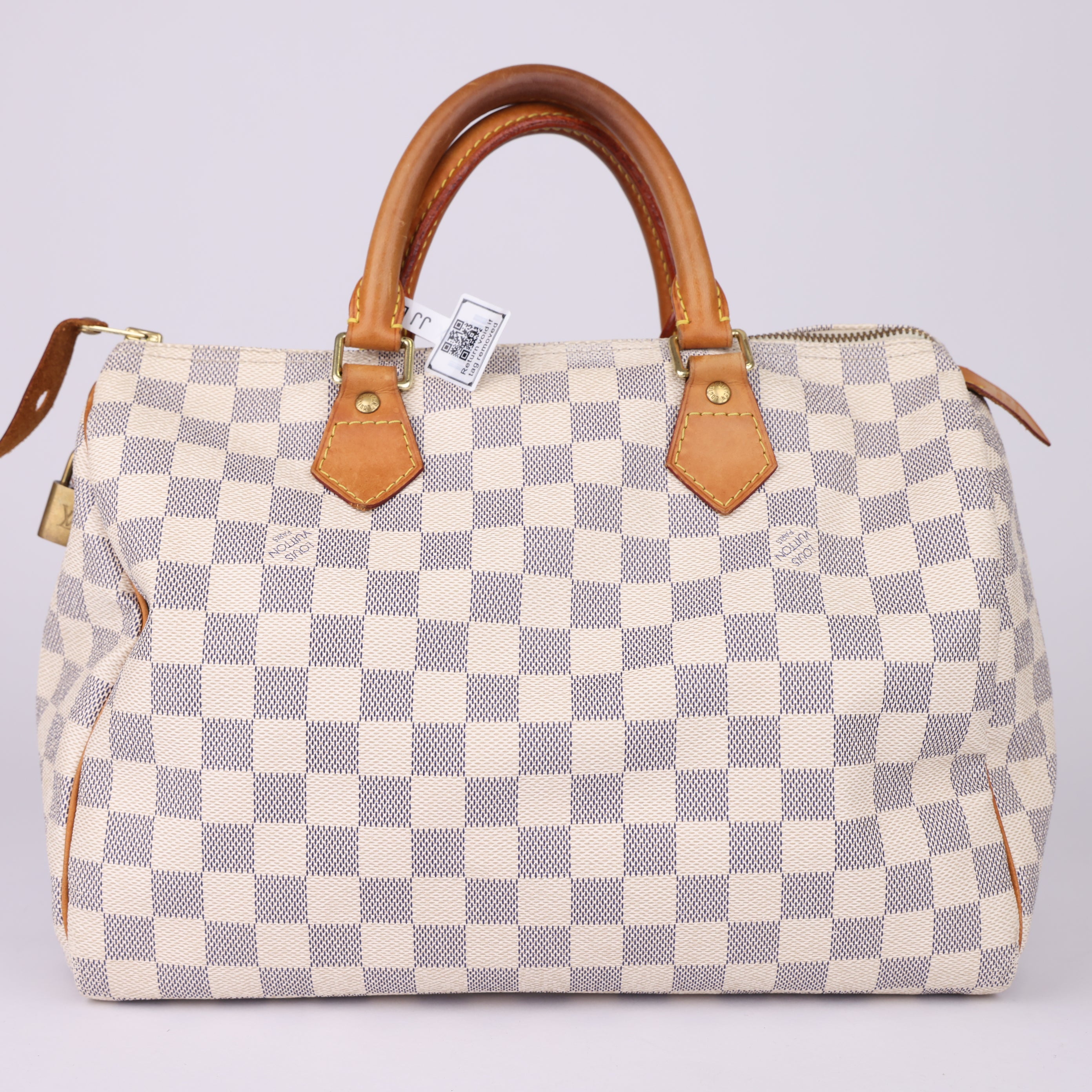 J1827 Louis Vuitton Speedy Handbag Damier 30 White- Pre Owned