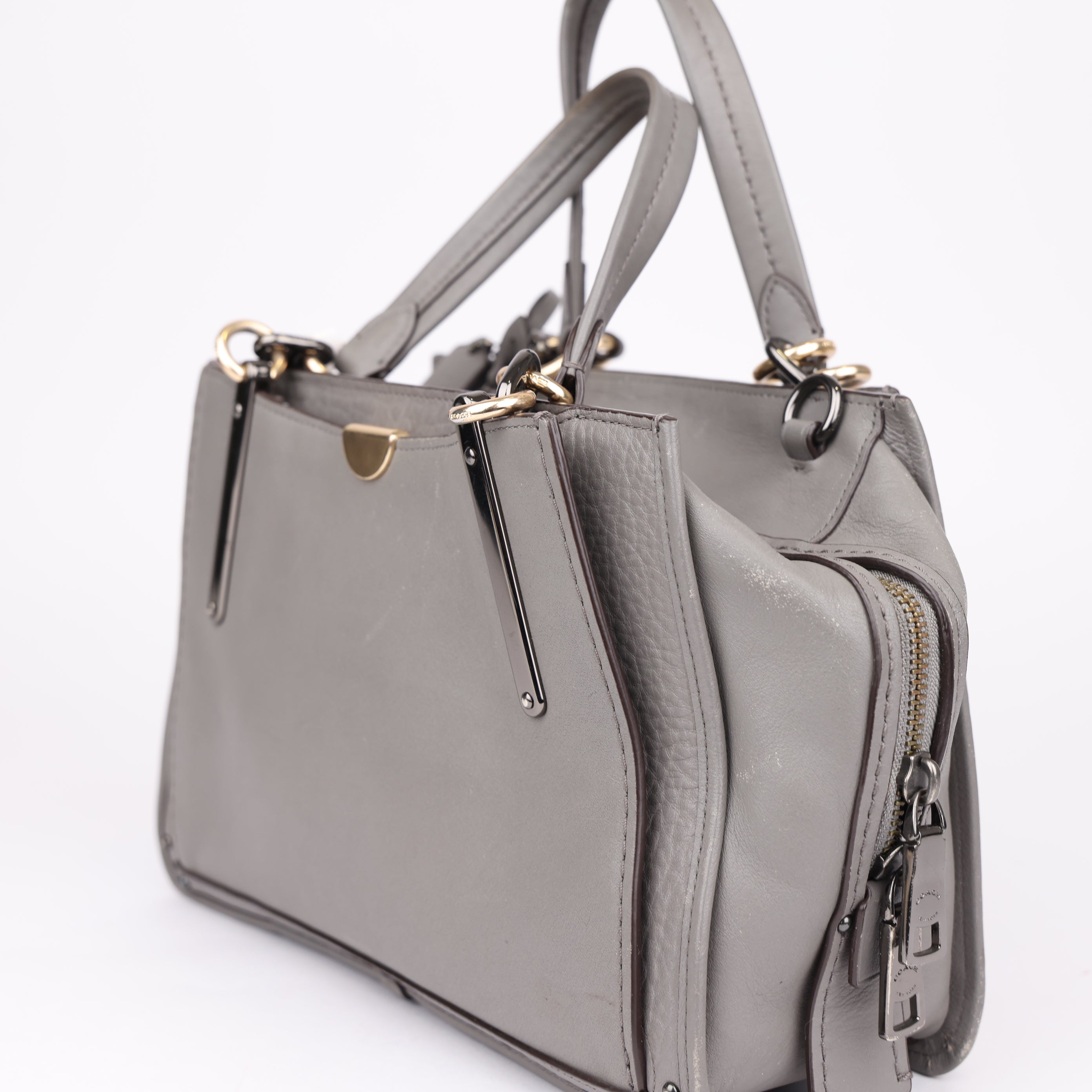 J1740 Coach Gray Leather Satchel Handbag- Pre Owned