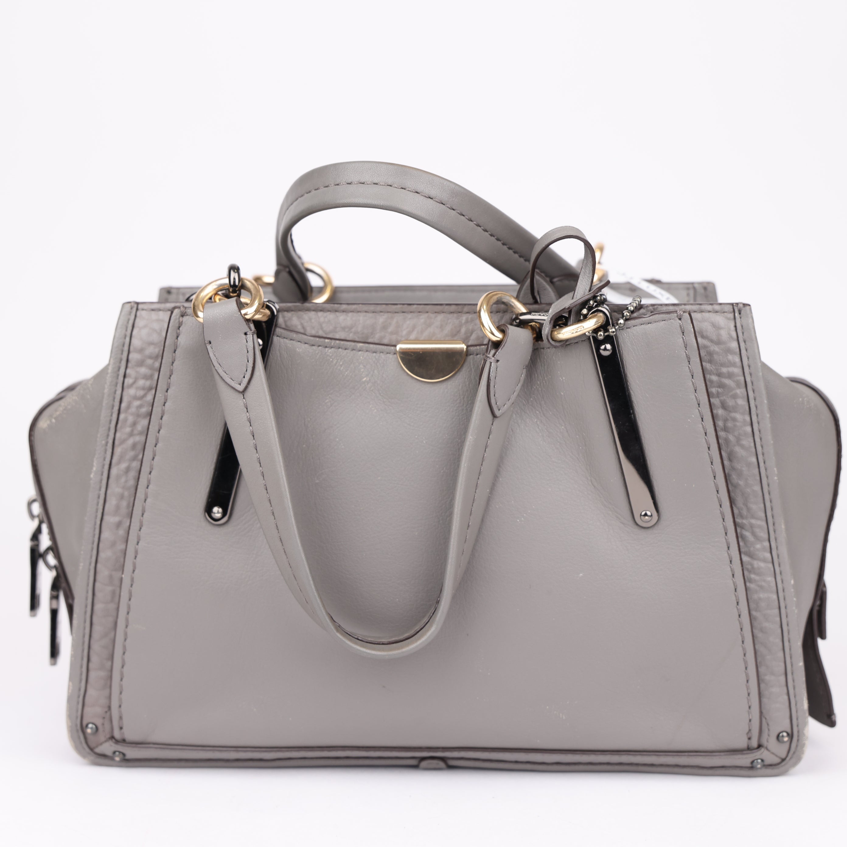 J1740 Coach Gray Leather Satchel Handbag- Pre Owned