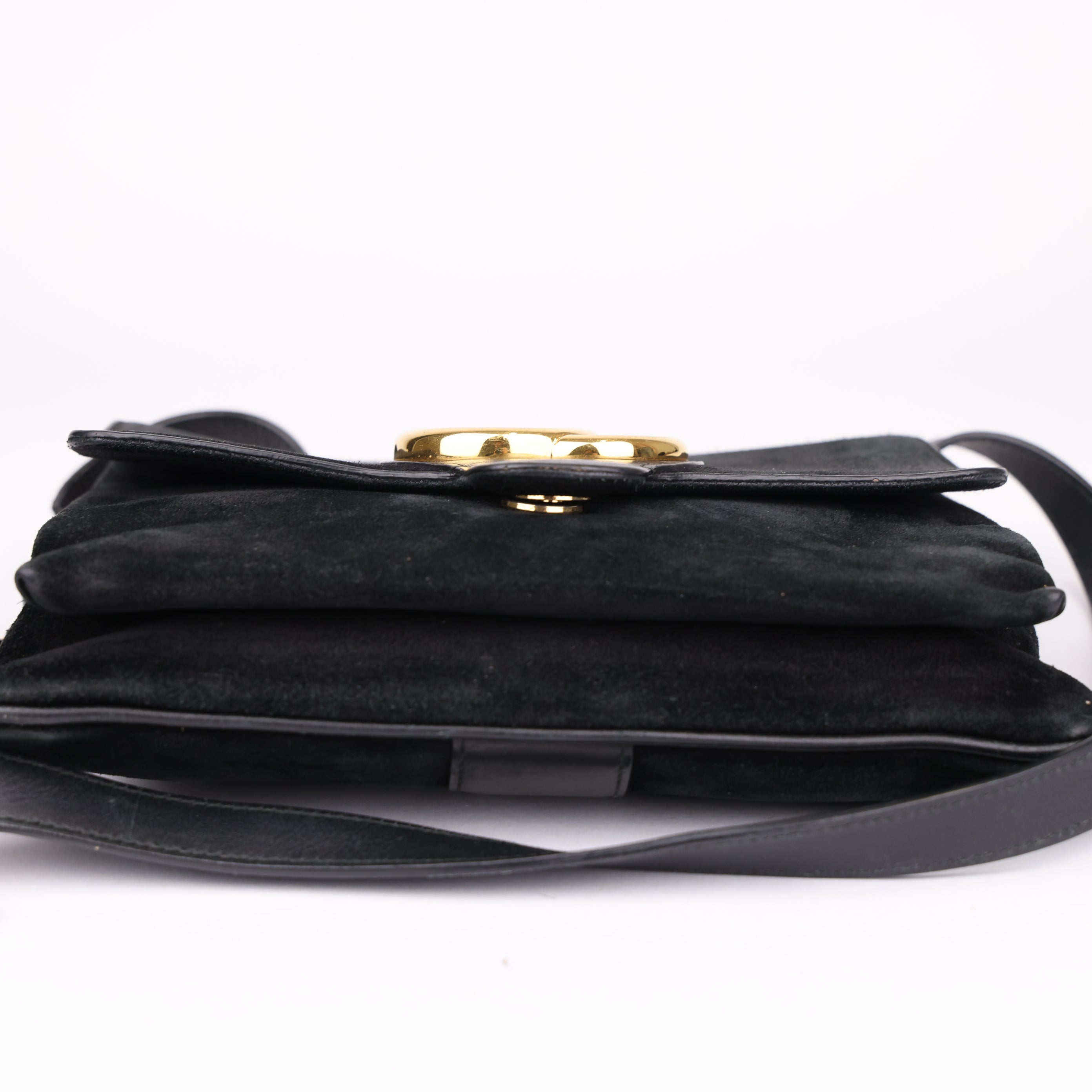 J1764 Gucci Black Medium Arli Suede Crossbody Bag- Pre Owned