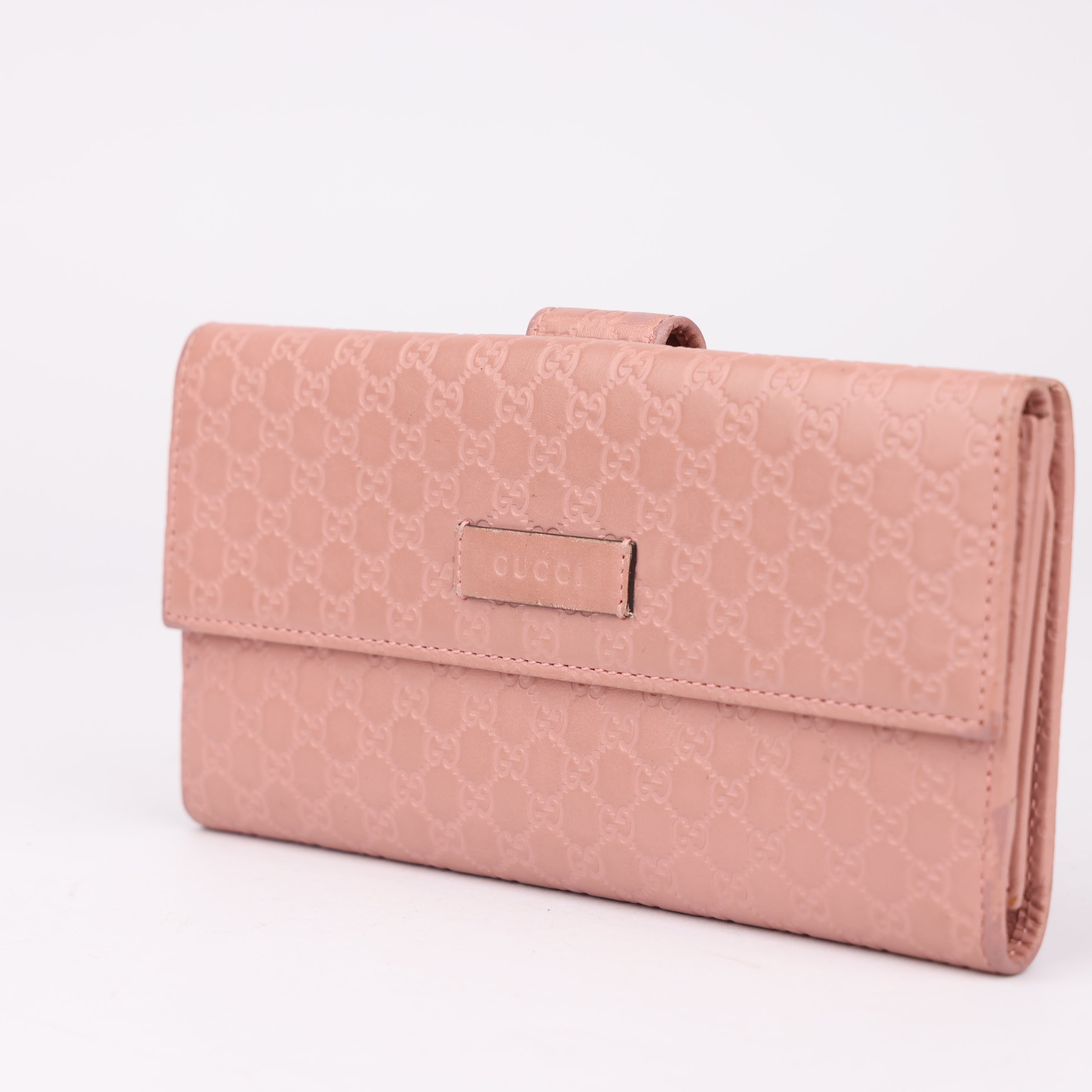 J1784 Gucci Microguccissima Continental Flap Wallet Pink- Pre Owned