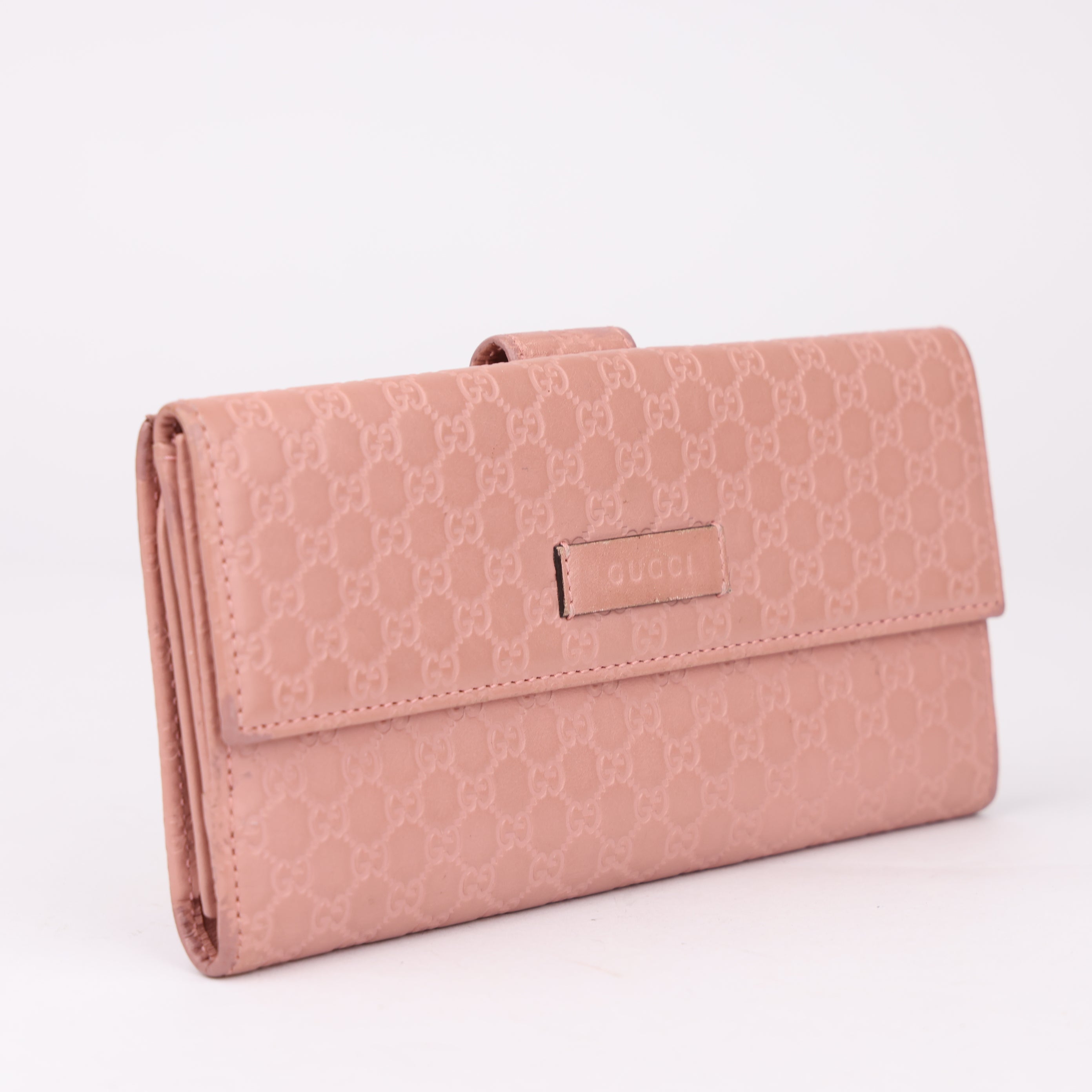 J1784 Gucci Microguccissima Continental Flap Wallet Pink- Pre Owned