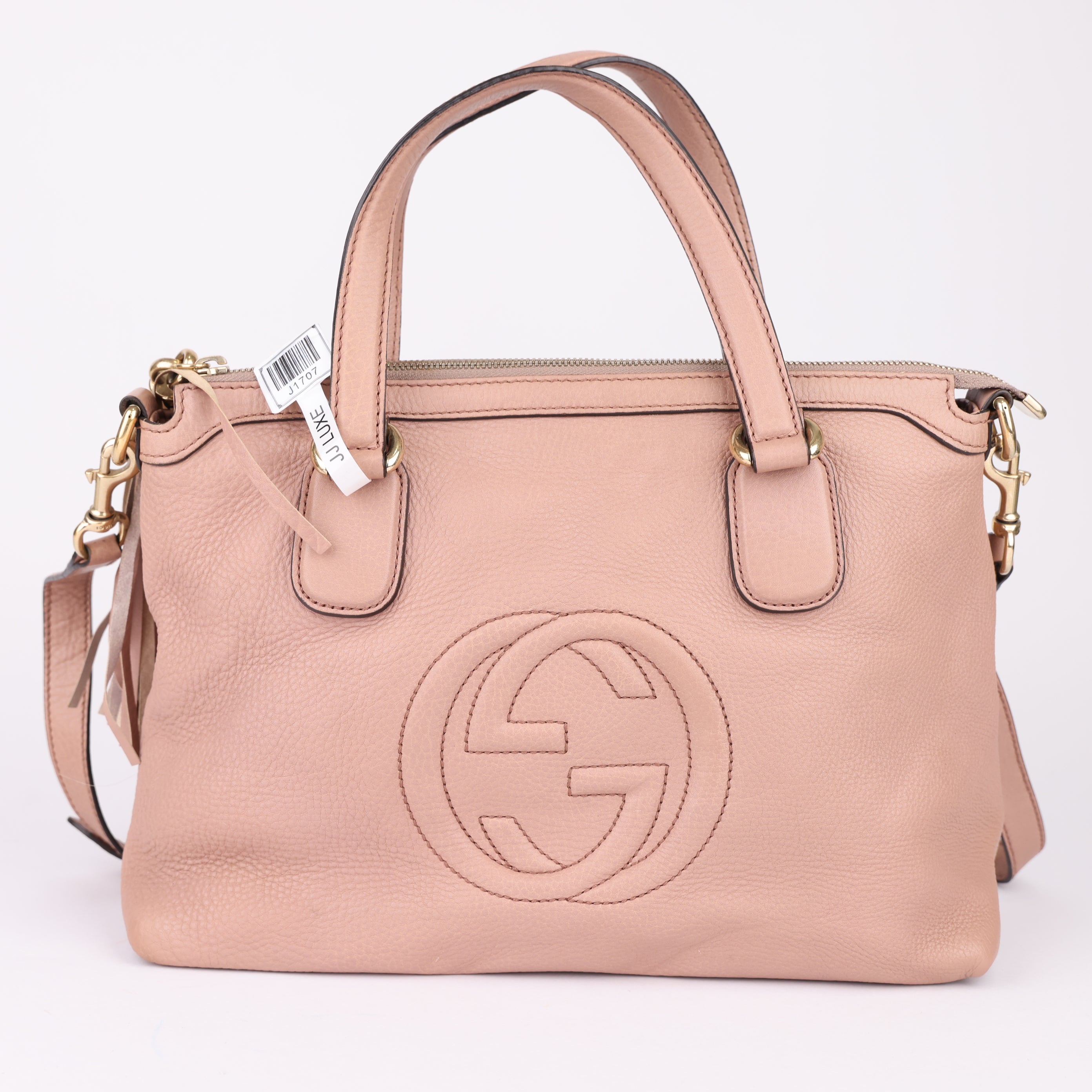 J1707 Gucci Shoulder Bag Metallic & Pink Leather Interlocking G- Pre Owned