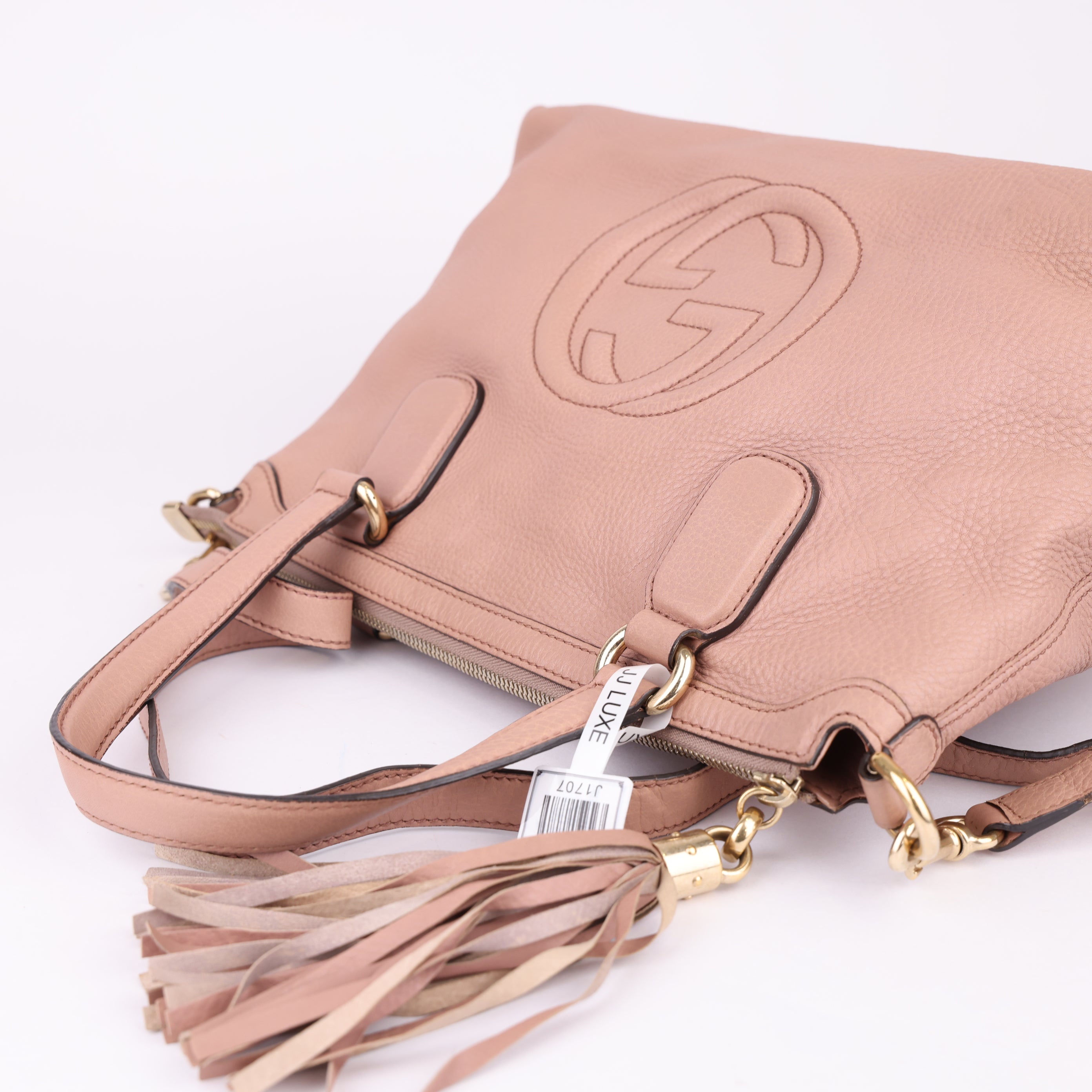 J1707 Gucci Shoulder Bag Metallic & Pink Leather Interlocking G- Pre Owned