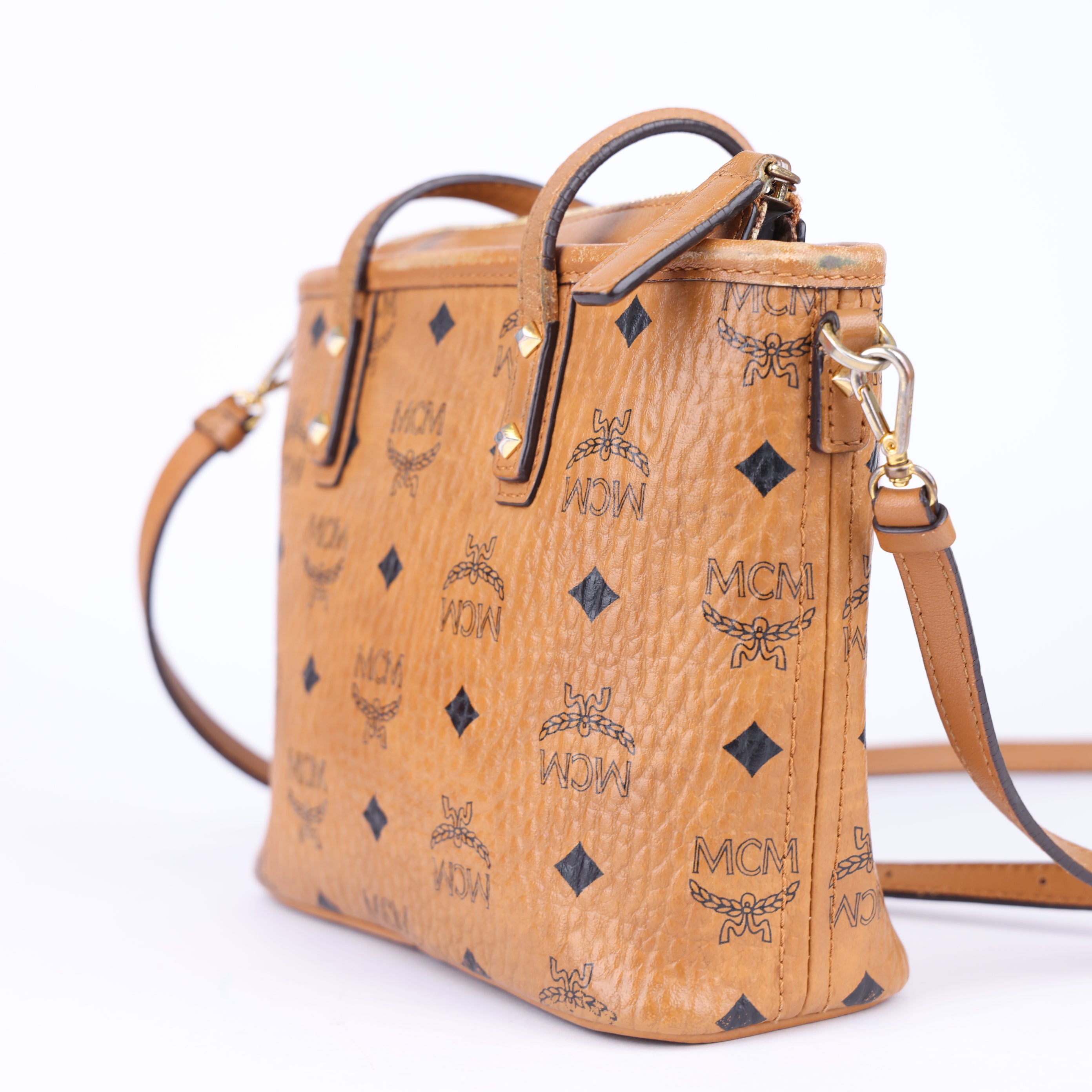 J1709 MCM Visetos Anya Mini Tote- Pre Owned