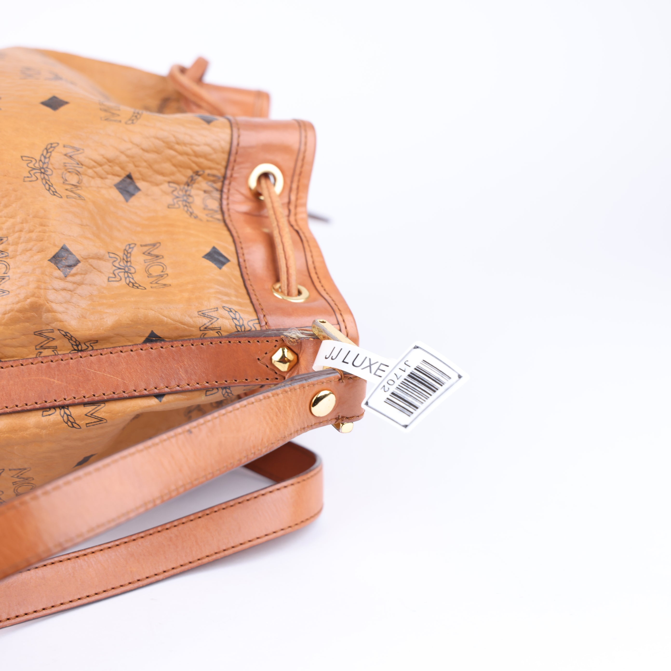 J1702 MCM Cognac Visetos Coated Canvas Bucket Bag- Pre Owned