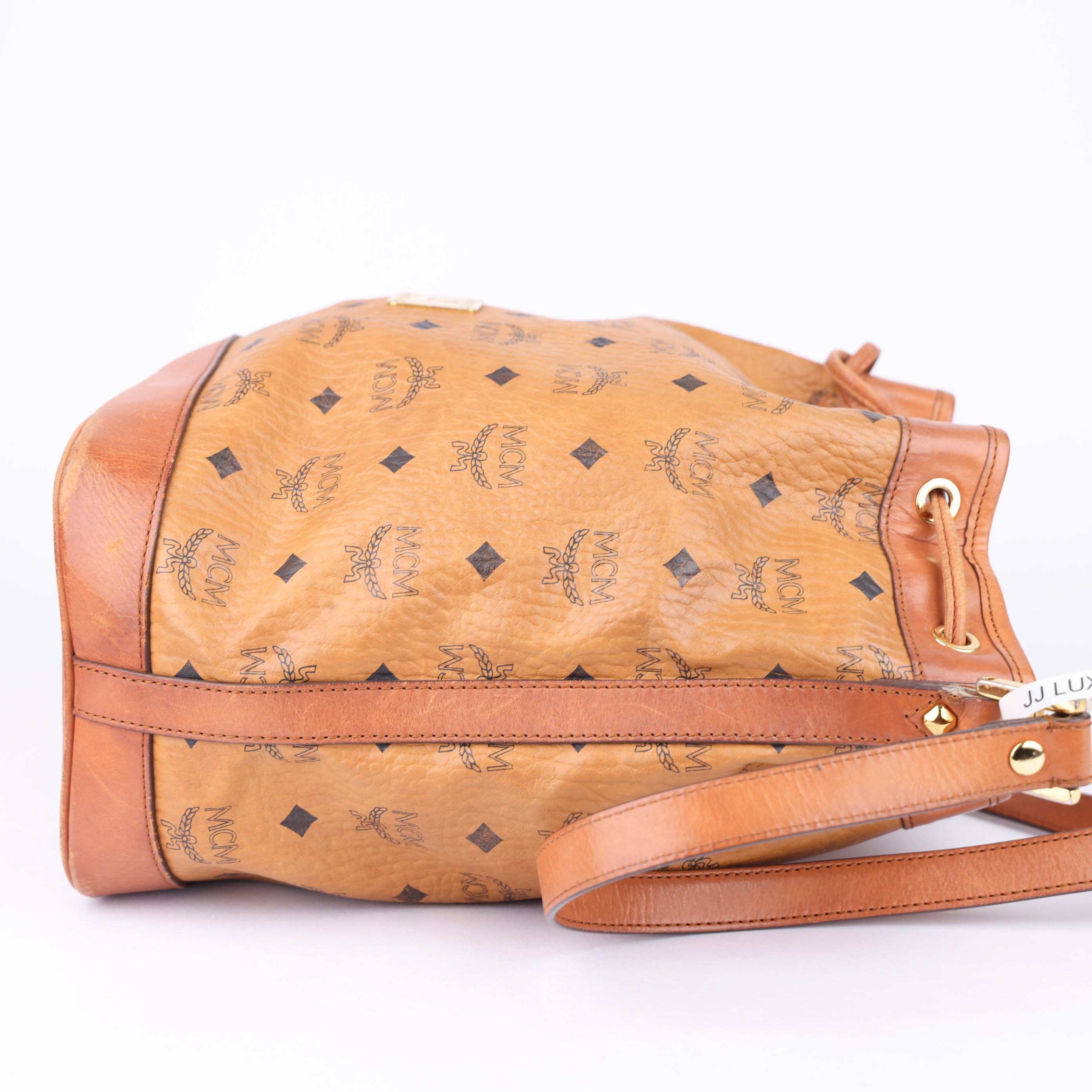J1702 MCM Cognac Visetos Coated Canvas Bucket Bag- Pre Owned