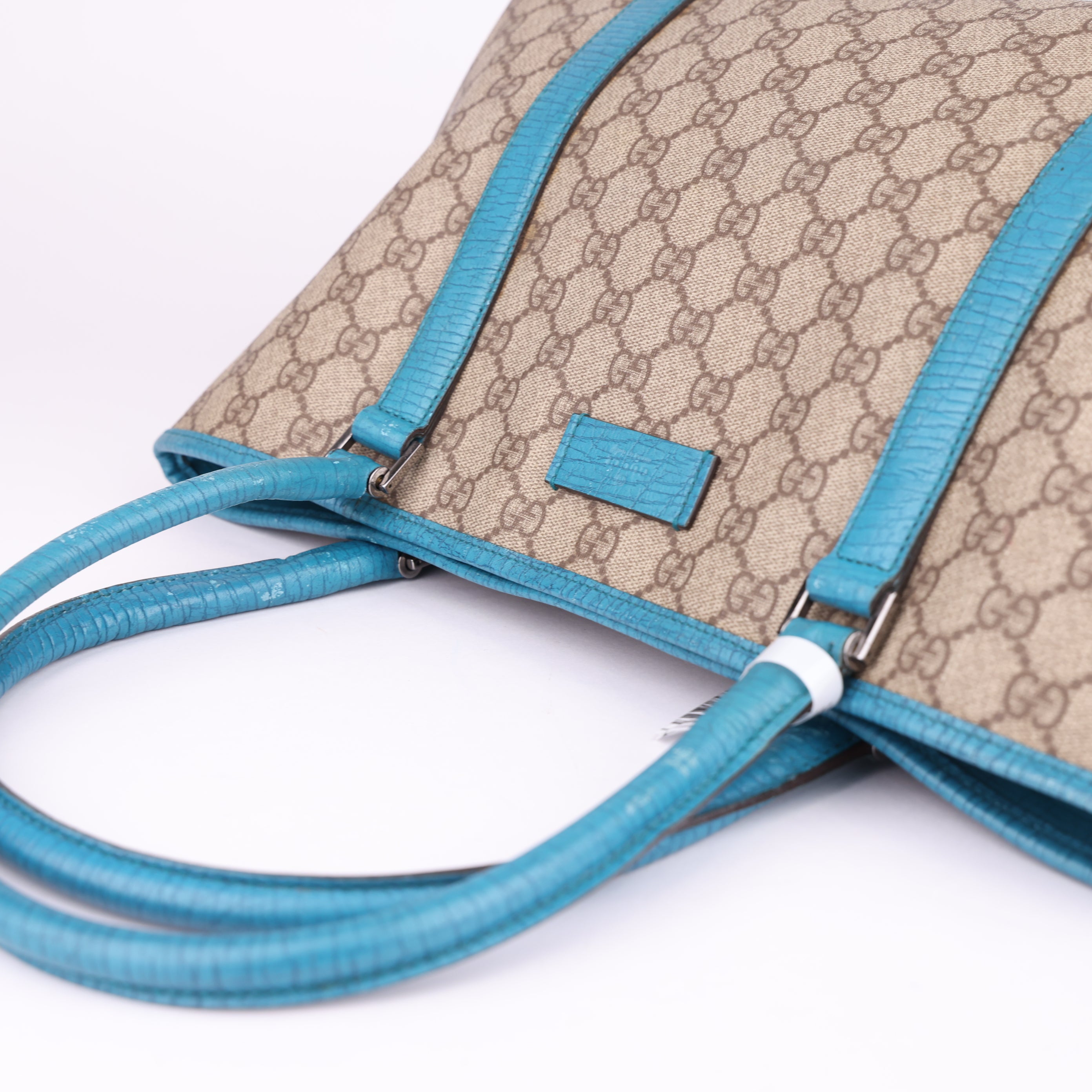 J1700 Gucci Beige and Blue Tote Bag- Pre Owned