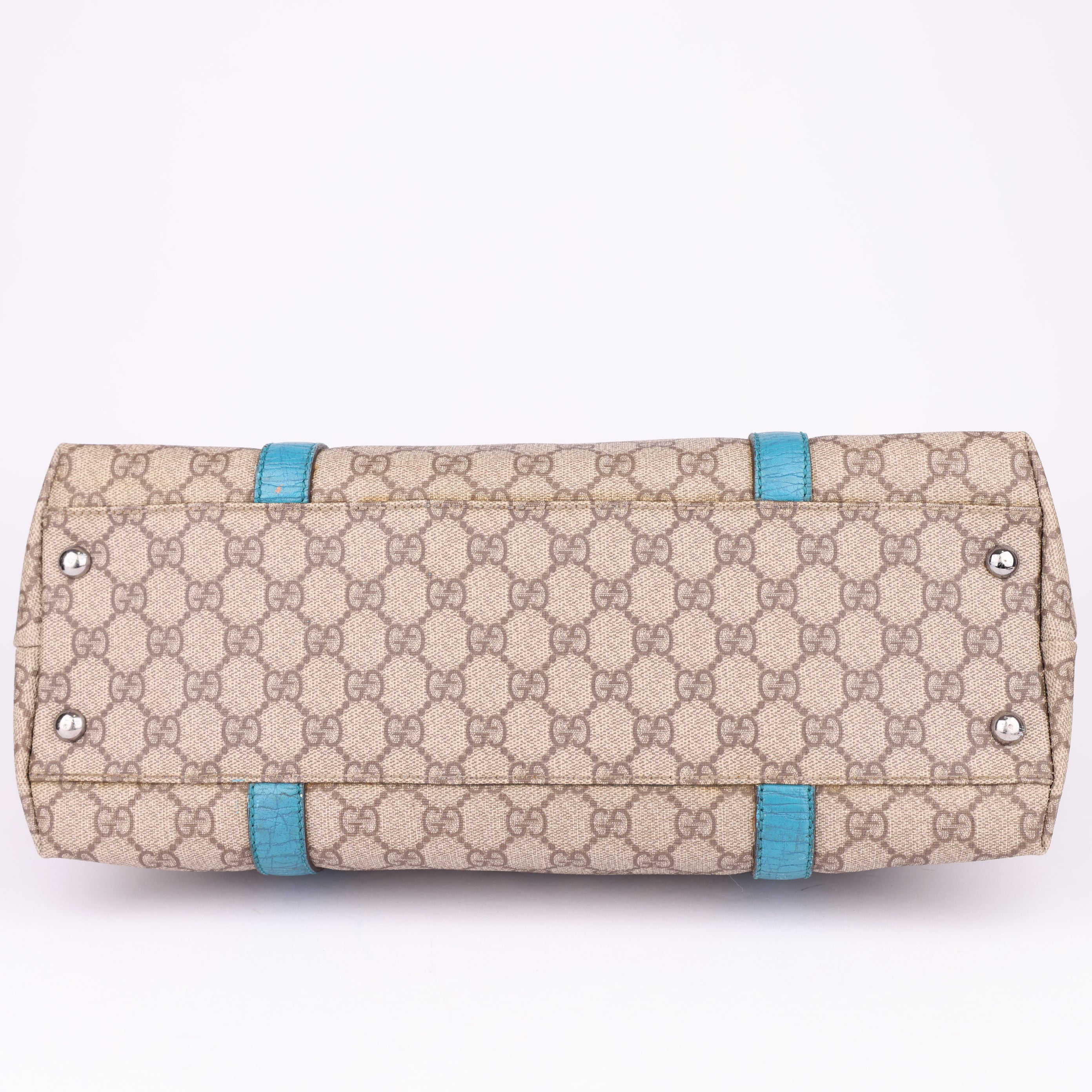 J1700 Gucci Beige and Blue Tote Bag- Pre Owned