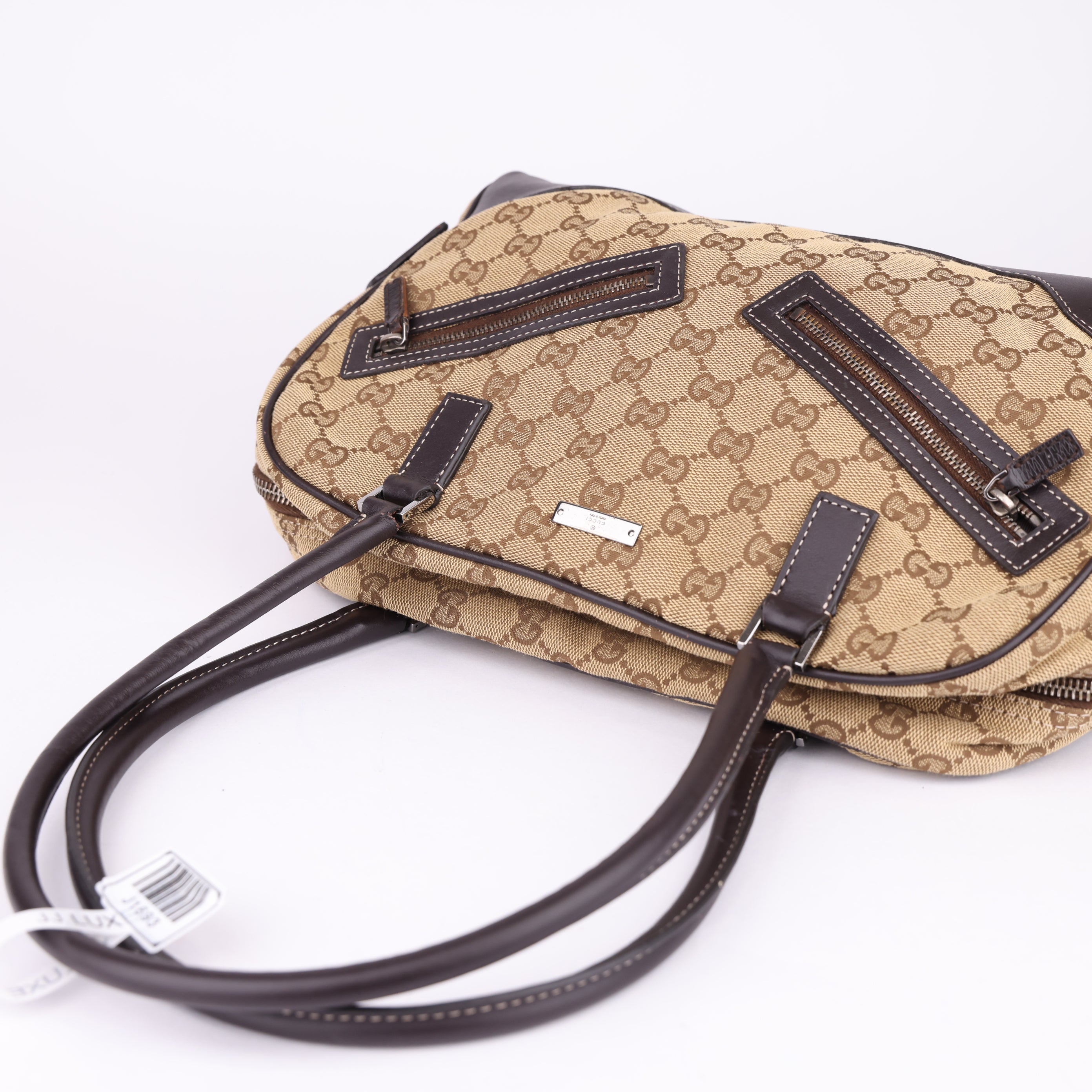 J1693 Gucci Boston Bag Beige GG Embossed - Pre Owned