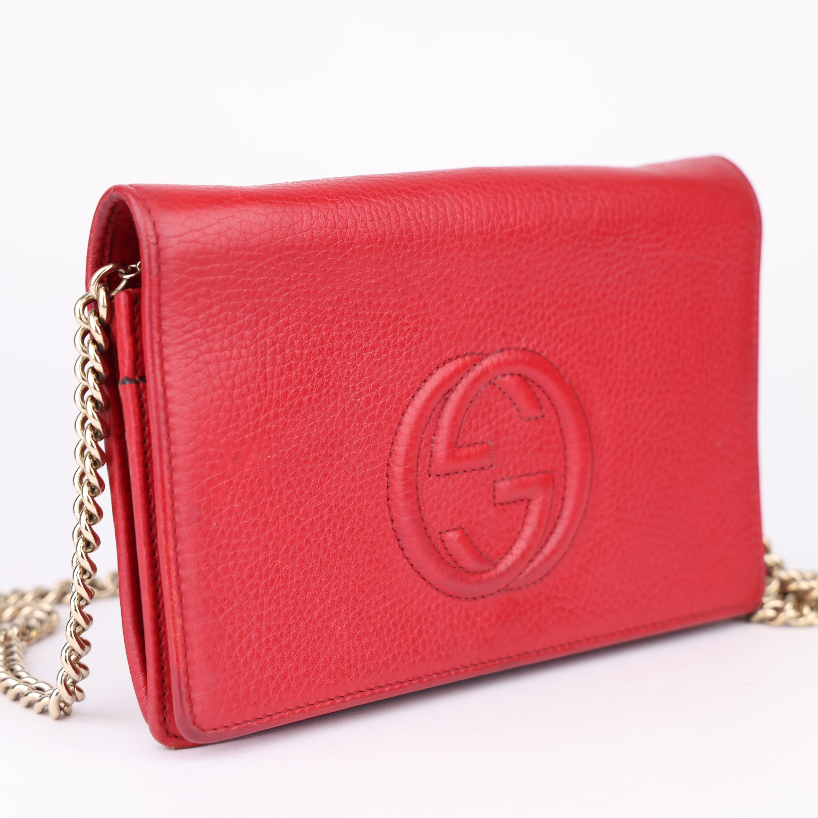 J1697 Gucci Leather Soho Wallet On Chain - Pre Owned