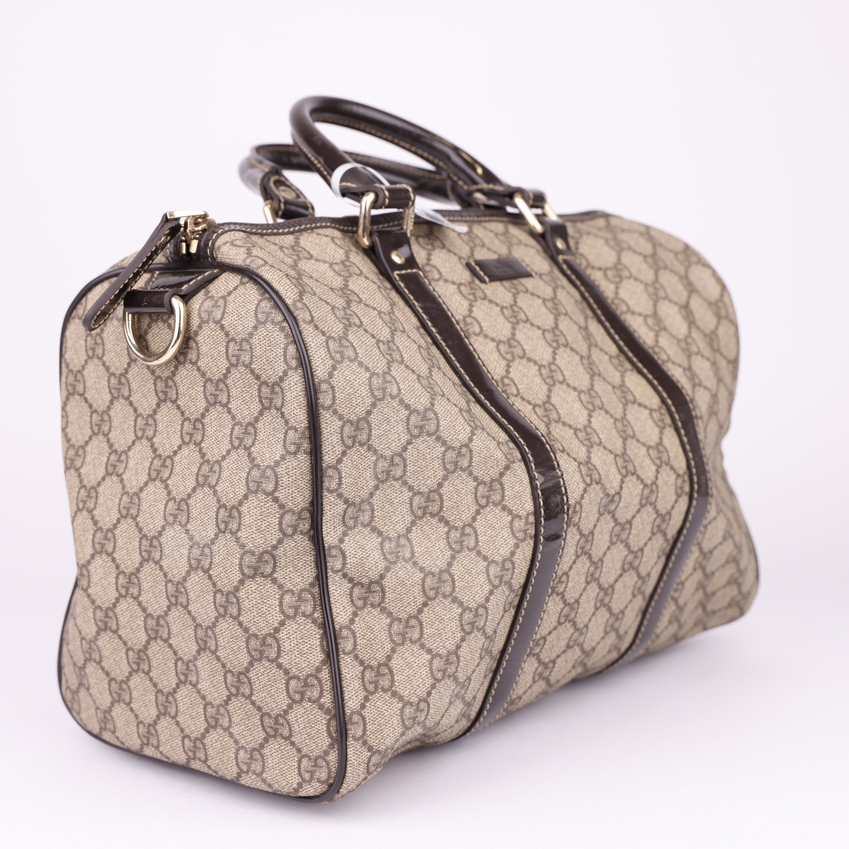 J1695 Gucci Joy Boston Gg Canvas Beige Canvas Handbag - Pre Owned