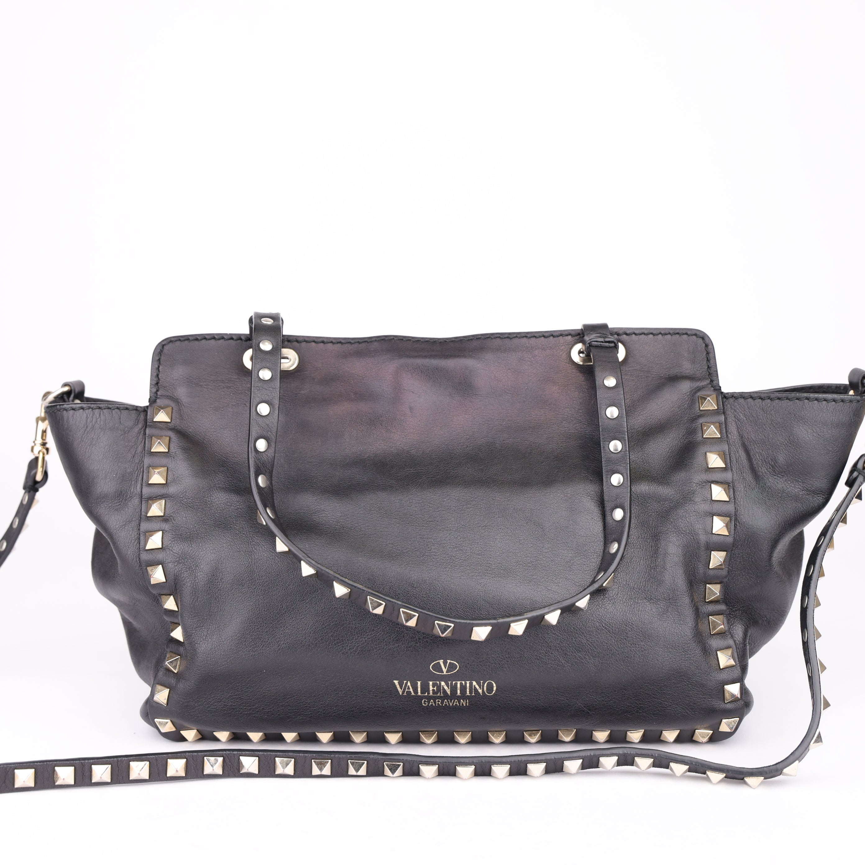 J1664 Valentino Garavani Rockstud Trapeze Tote- Pre Owned