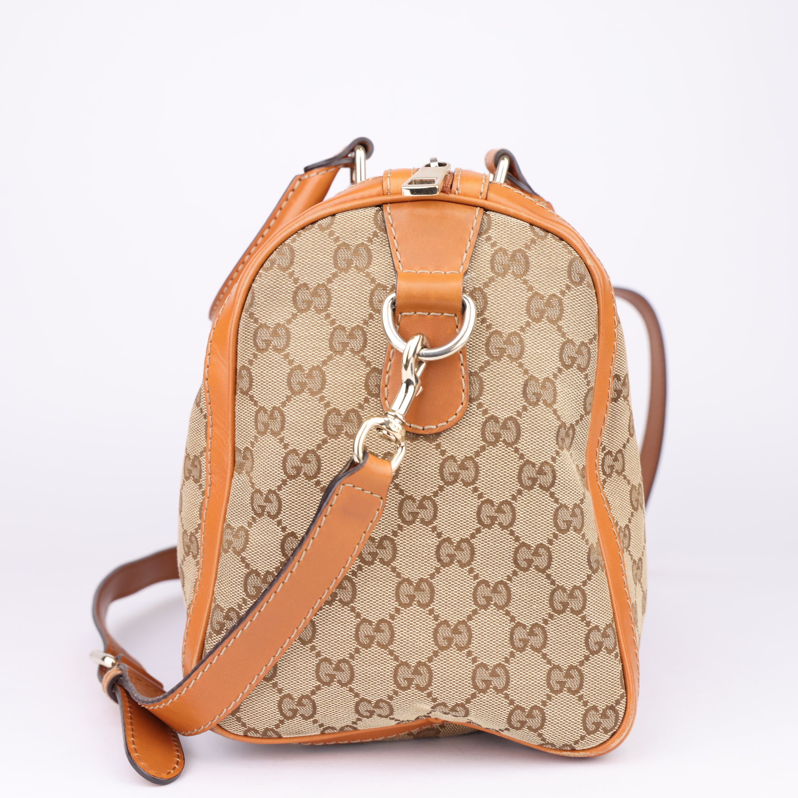 J1660 Gucci Sherry Line Canvas Leather Boston Bag- Pre Owned