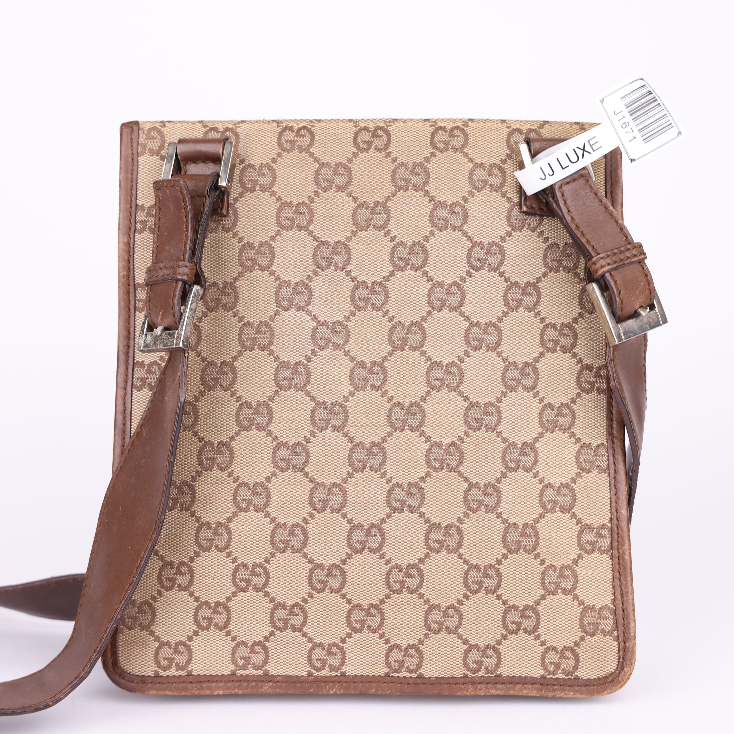 J1671 GUCCI GG Canvas Shoulder Bag Brown- Pre Owned