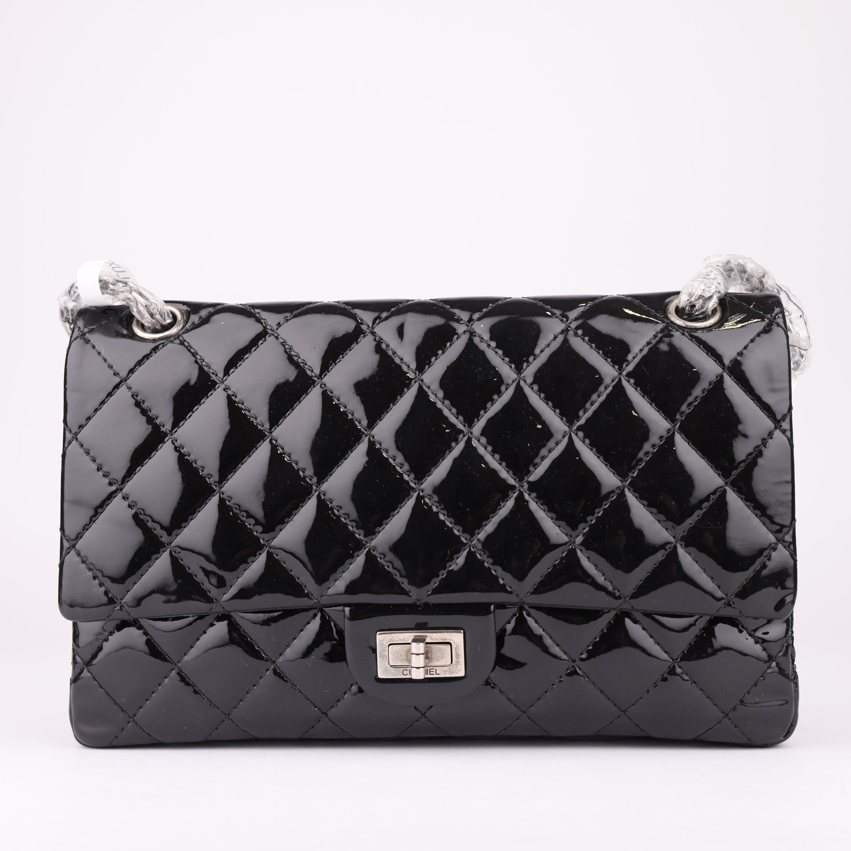 J1631 Chanel bag 2.55 maxi Black Patent leather- Pre Owned