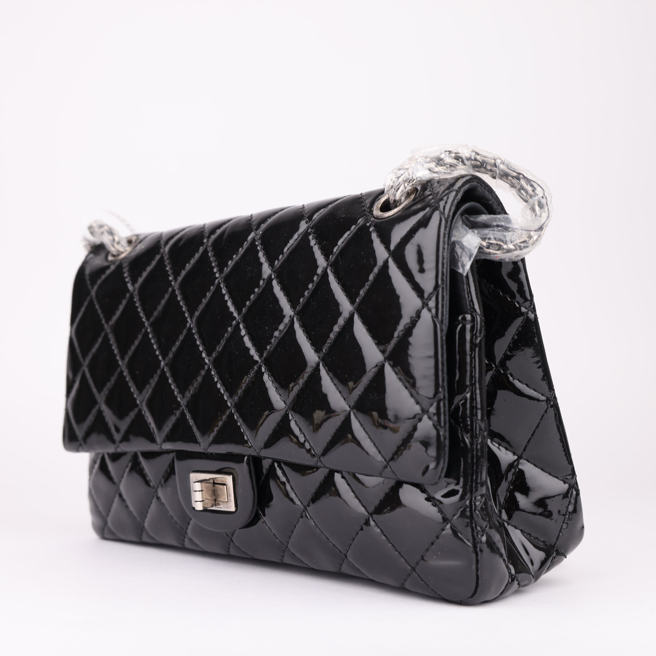 J1631 Chanel bag 2.55 maxi Black Patent leather- Pre Owned